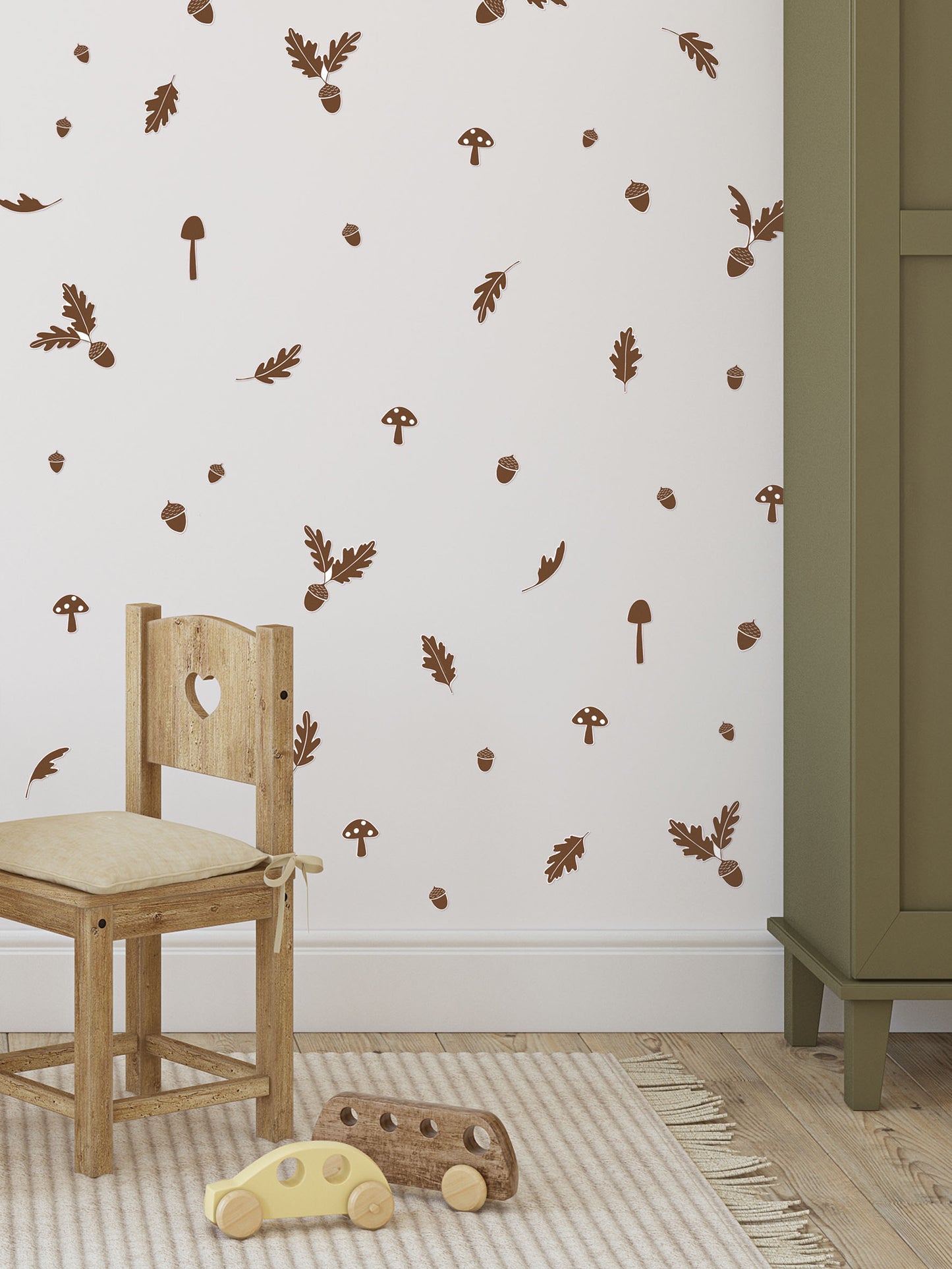 Acorn Wall Stickers – Eco-Friendly, Removable & Reusable Fabric Decals for Kids' Rooms, Nurseries & Playrooms