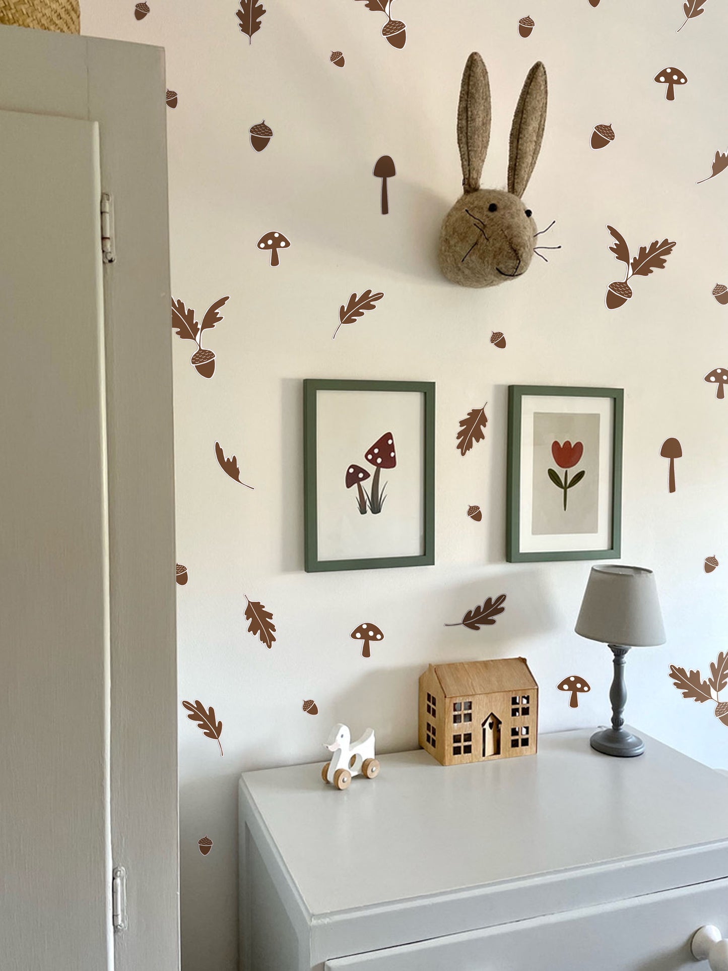 Acorn Wall Stickers – Eco-Friendly, Removable & Reusable Fabric Decals for Kids' Rooms, Nurseries & Playrooms