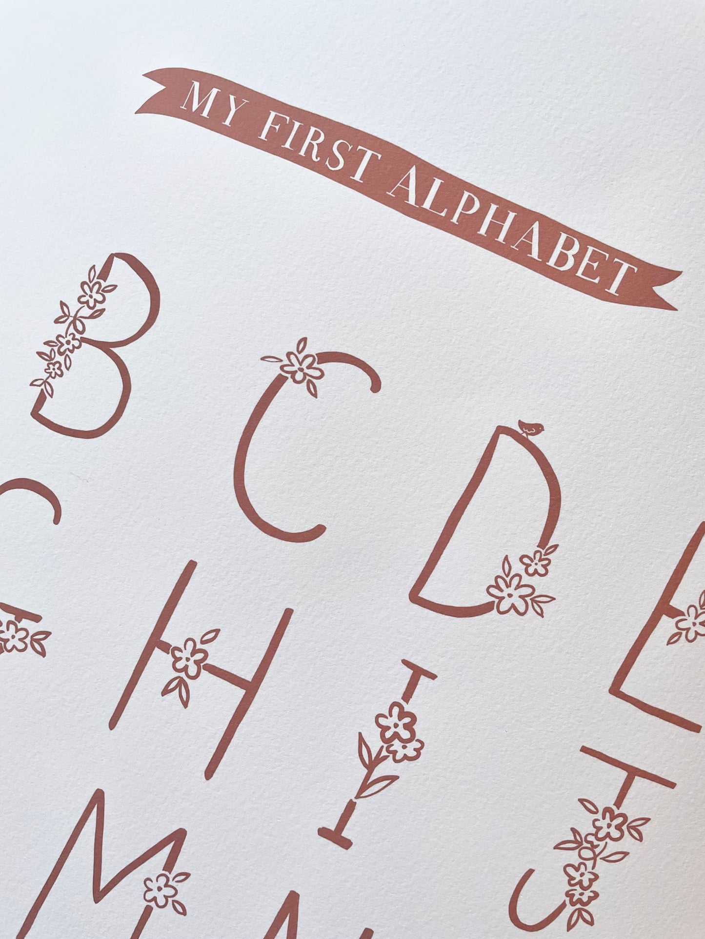 My First Alphabet ABC Pink Floral Nursery Wall Print