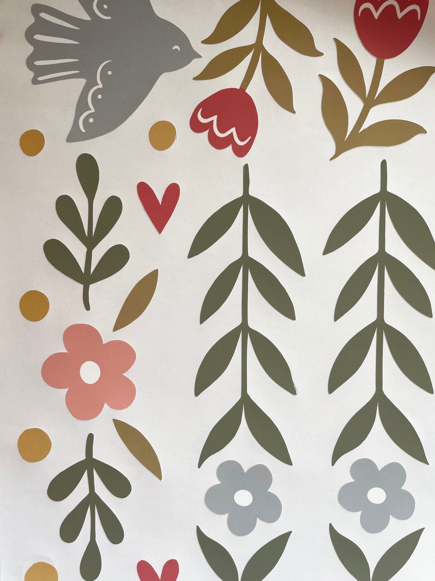 Folk Bird Fabric Wall Stickers