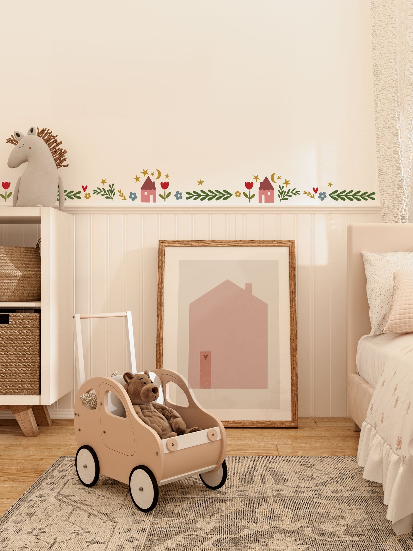 Folk House Fabric Wall Stickers