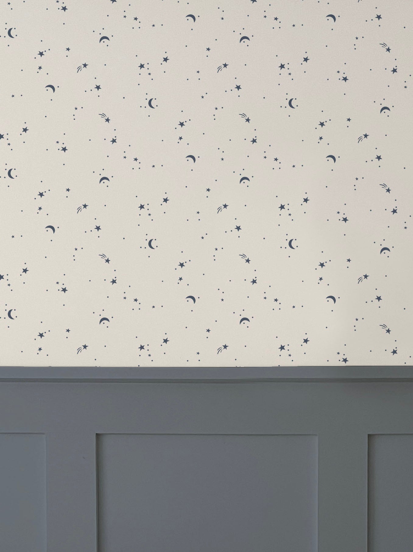 Moons & Stars Luxury Wallpaper for Kids ~ Navy