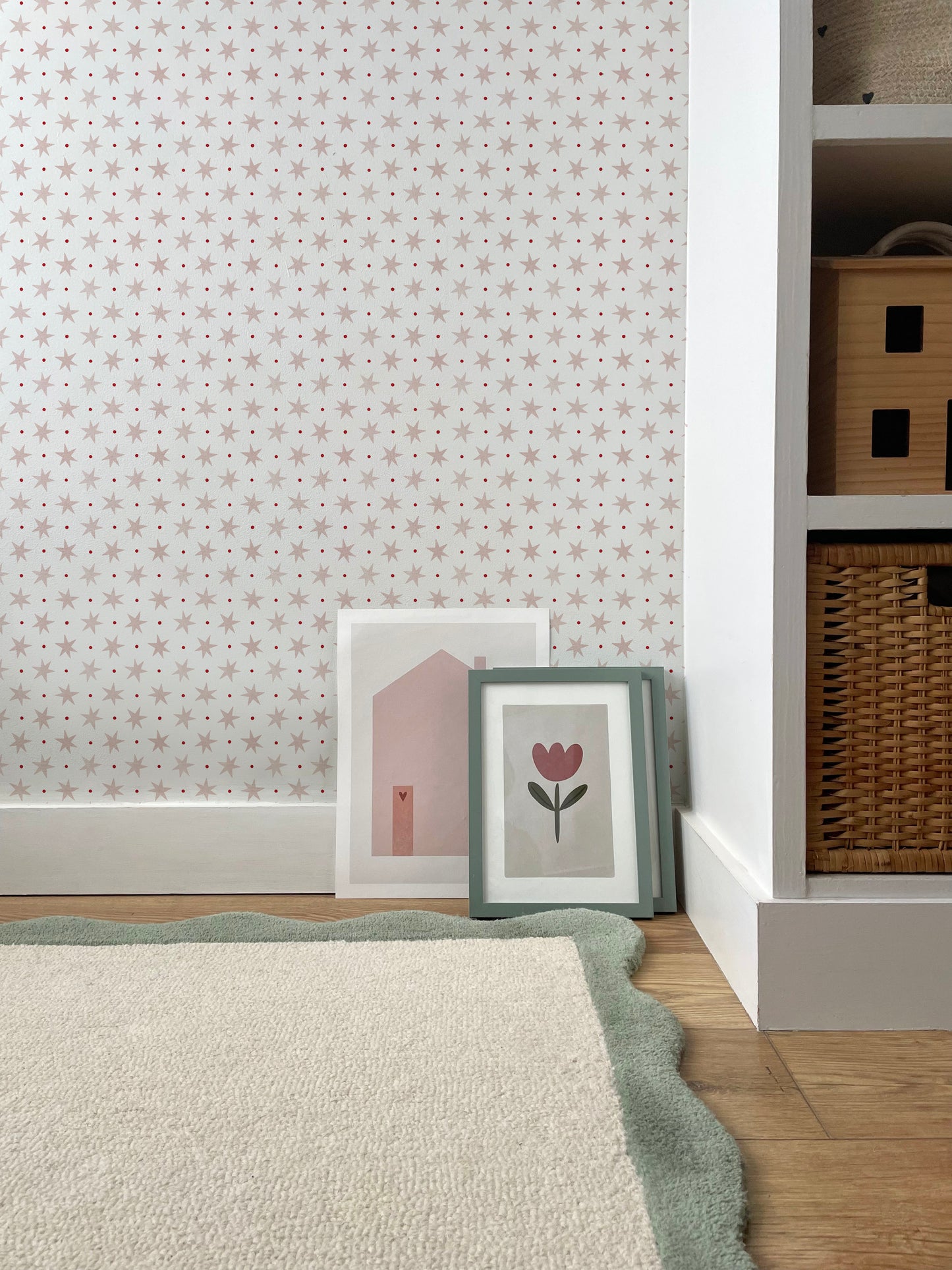 Stars & Spots Luxury Wallpaper for Kids ~ Blush