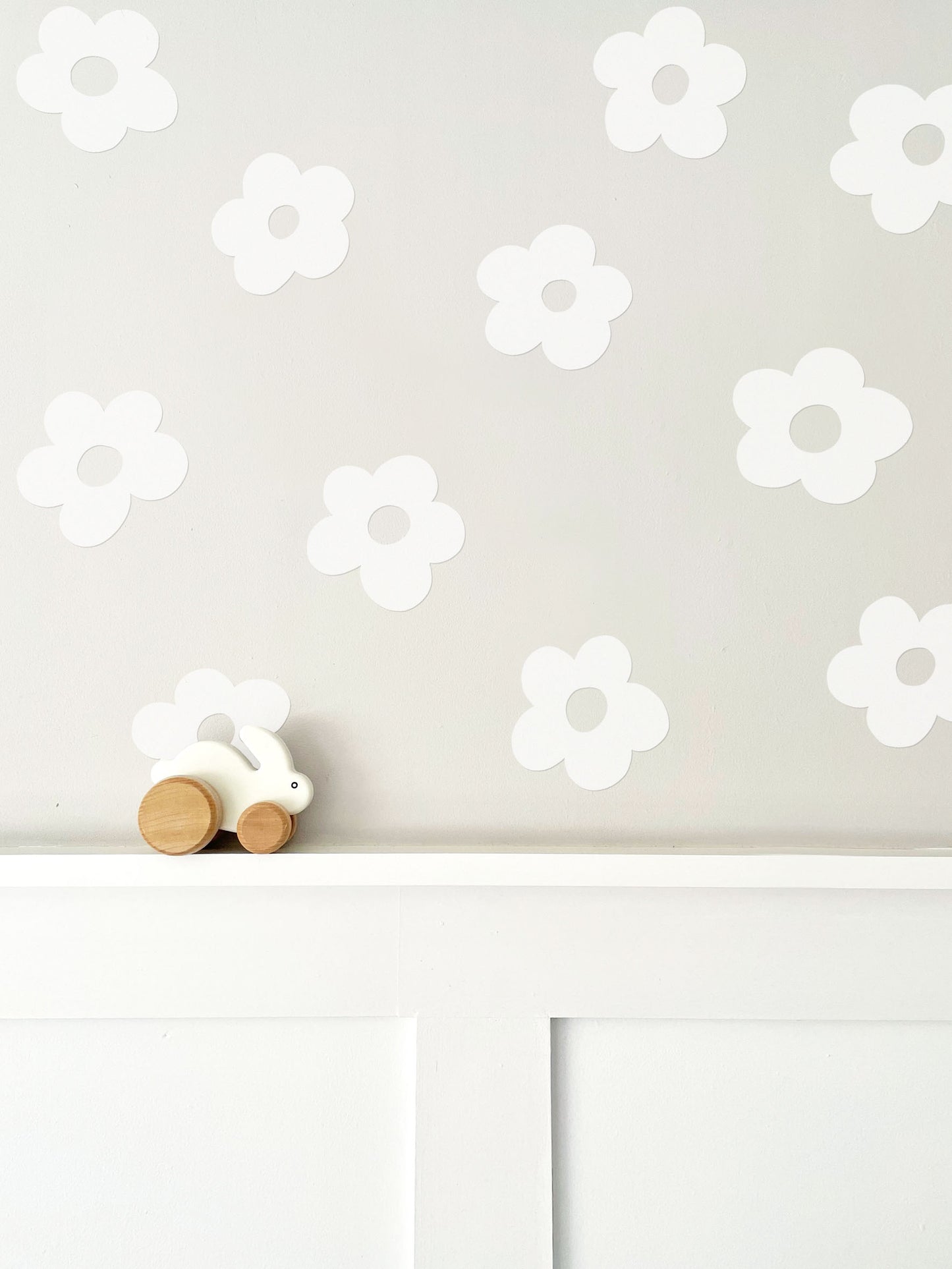 White Flower Wall Stickers – Eco-Friendly, Removable & Reusable Fabric Decals for Kids' Rooms, Nurseries & Playrooms