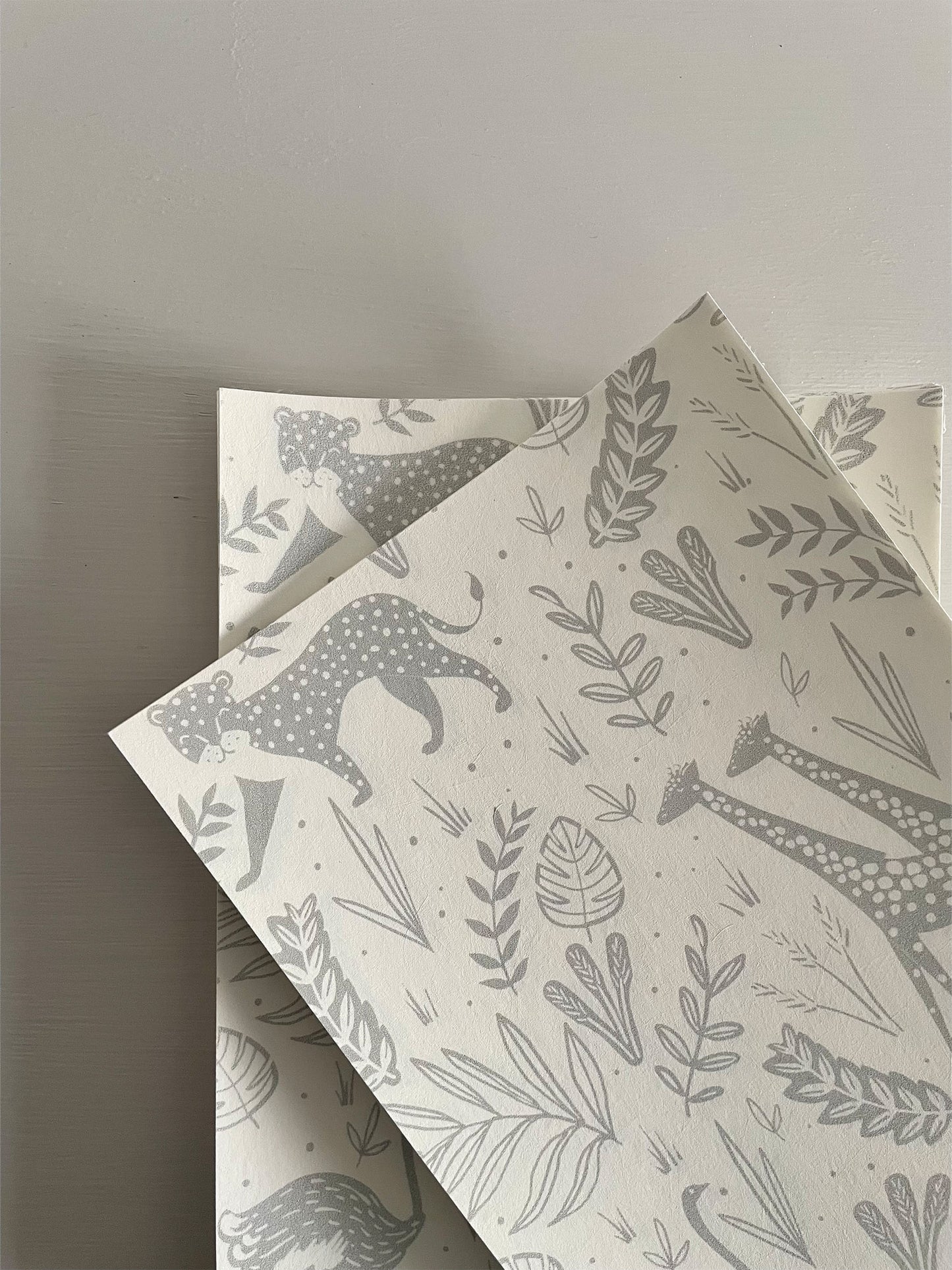 A5 sample of Ducks In A Row Wild Safari Grey Kids luxury wallpaper