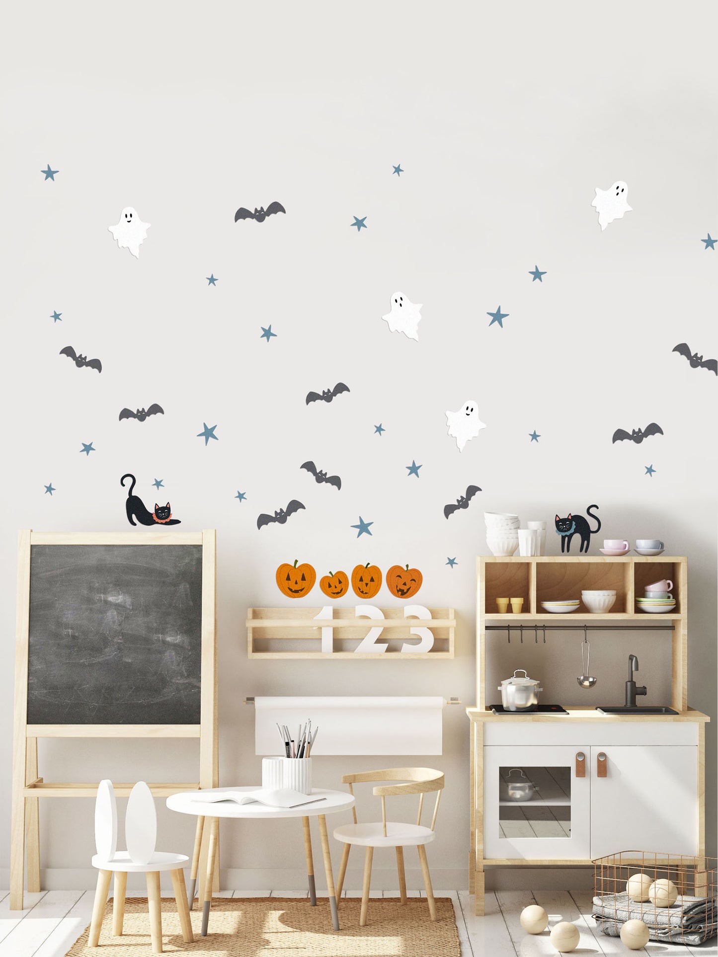 Halloween Wall Stickers – Eco-Friendly, Removable & Reusable Fabric Decals for Spooky Decor