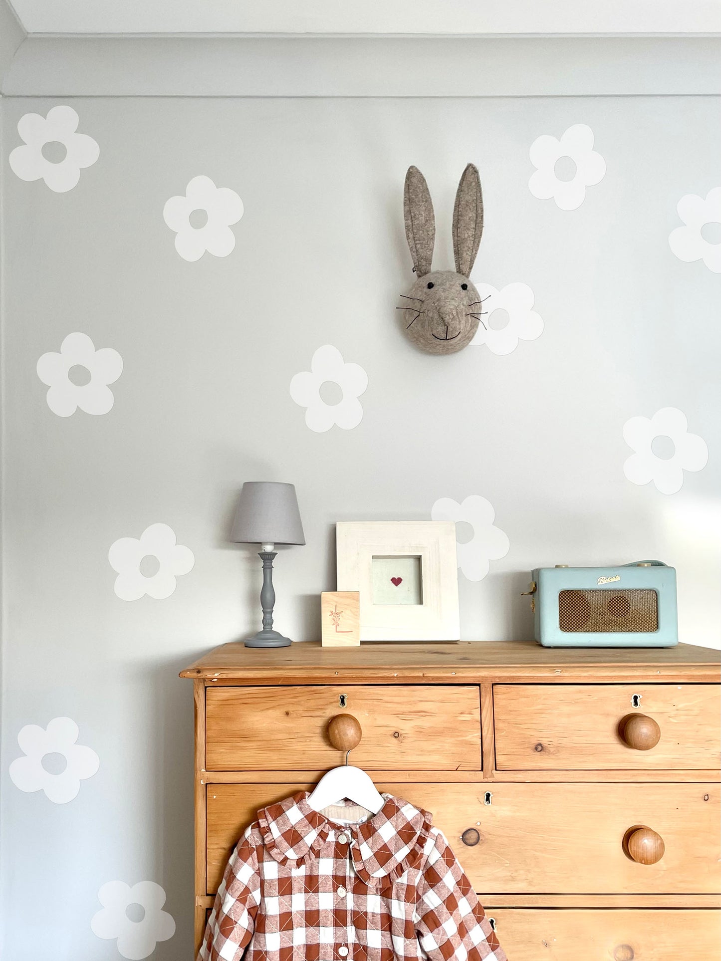 White Flower Wall Stickers – Eco-Friendly, Removable & Reusable Fabric Decals for Kids' Rooms, Nurseries & Playrooms