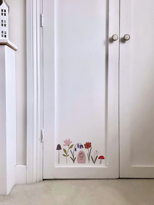 Fairy Door and Forest Flower Fabric Wall Stickers
