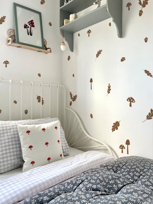 Acorn Wall Stickers | Eco-Friendly, Removable, Reusable, Fabric Wall Stickers