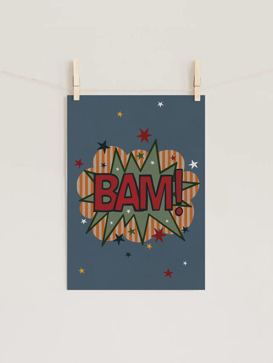 BAM Retro Comic Kids Nursery Wall Art Print