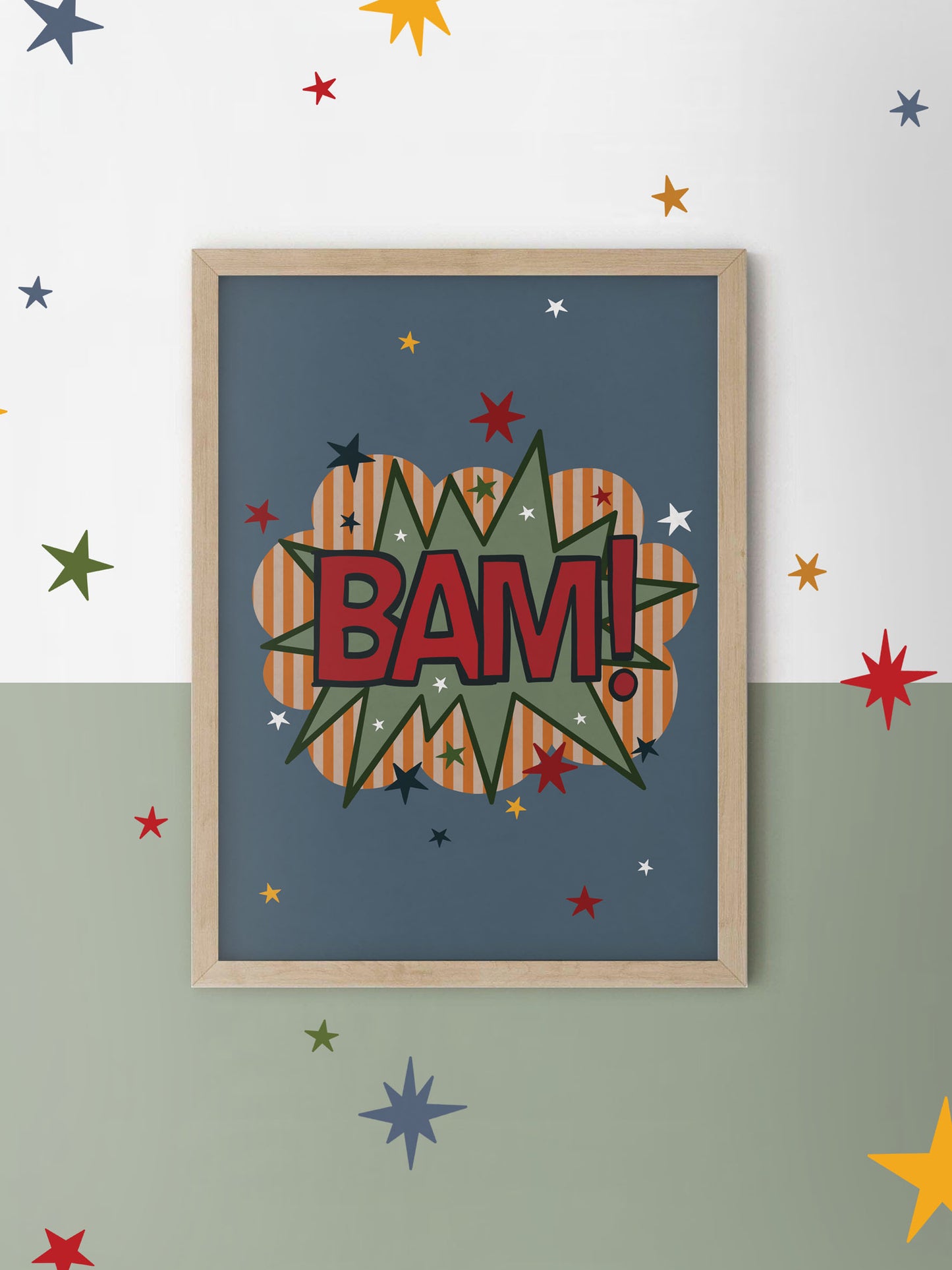 BAM Retro Comic Kids Nursery Wall Art Print