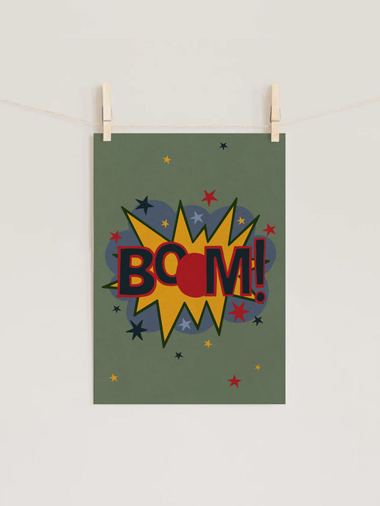 BOOM Retro Comic Kids Nursery Wall Art Print