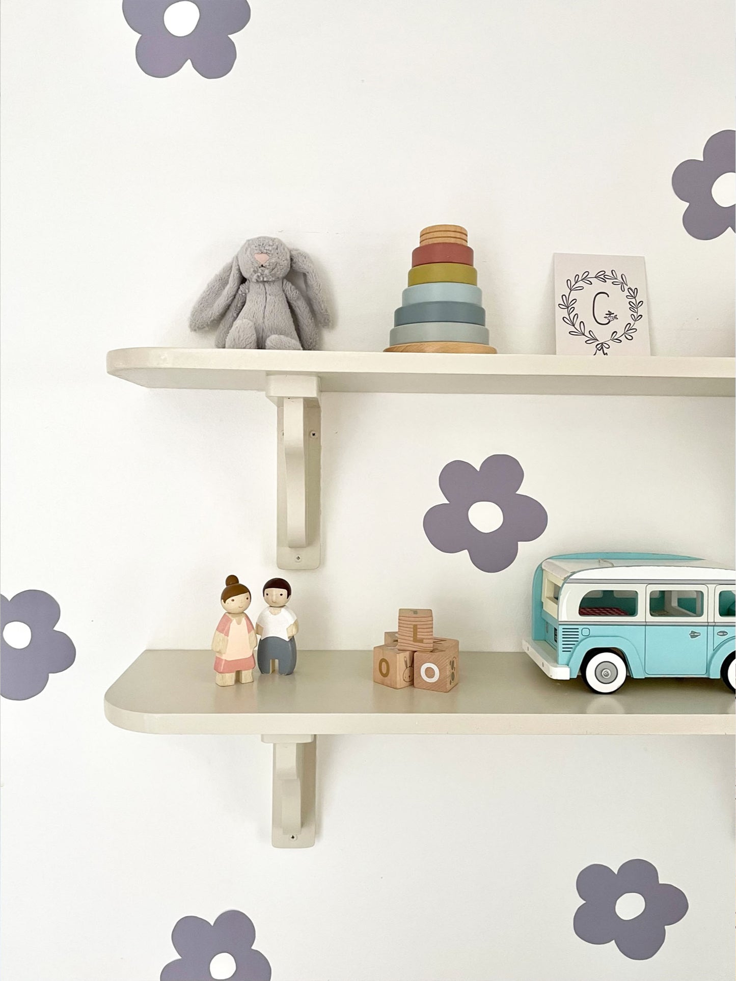 Blue Flower Wall Stickers – Eco-Friendly, Removable & Reusable Fabric Decals for Kids' Rooms, Nurseries & Playrooms