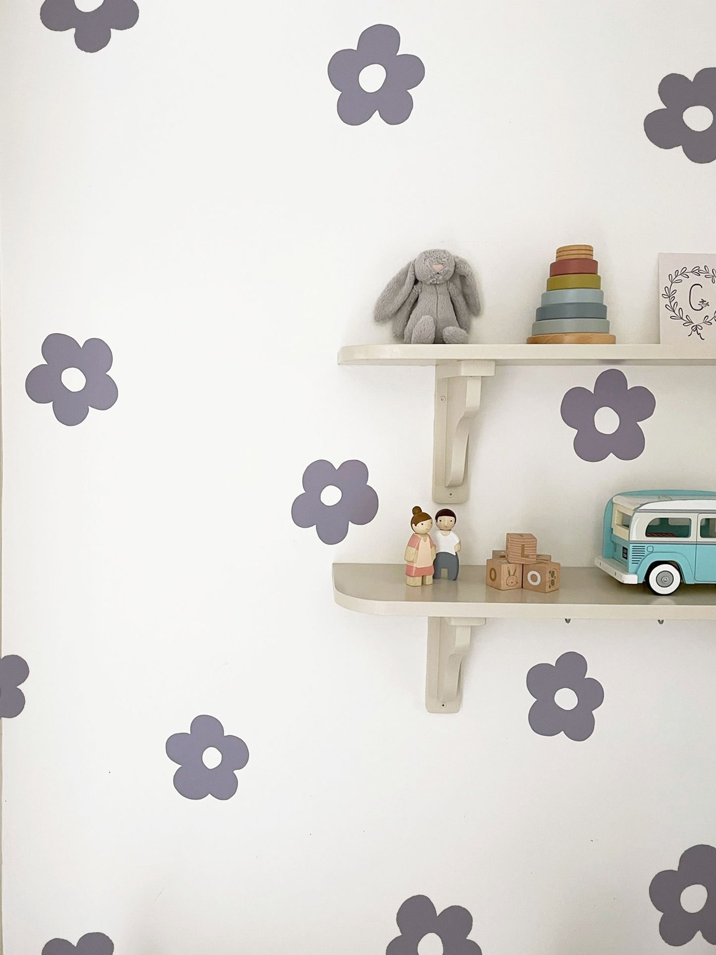 Blue Flower Wall Stickers – Eco-Friendly, Removable & Reusable Fabric Decals for Kids' Rooms, Nurseries & Playrooms