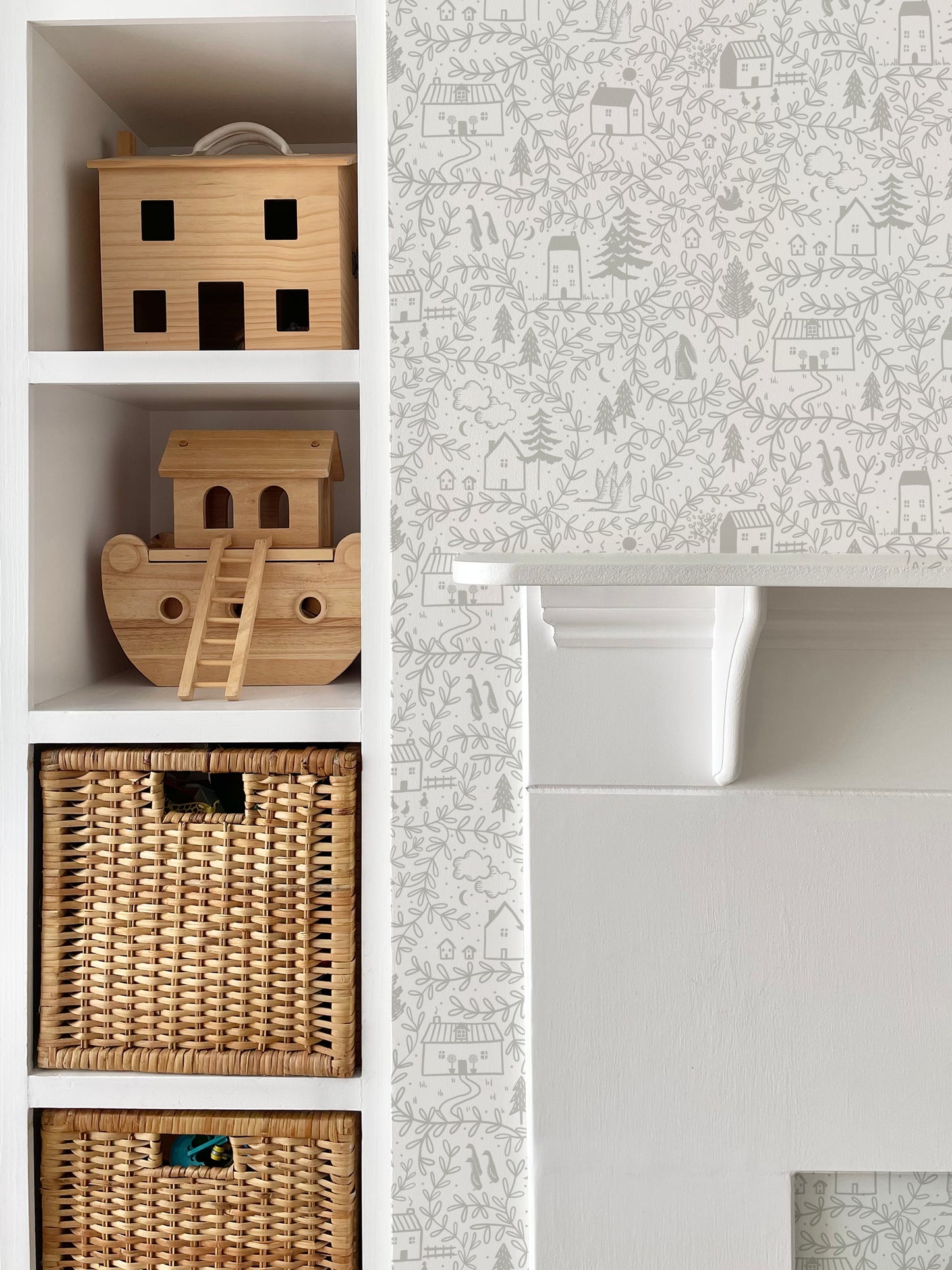 Cottages in the Woods Luxury Children's Wallpaper ~ Pebble