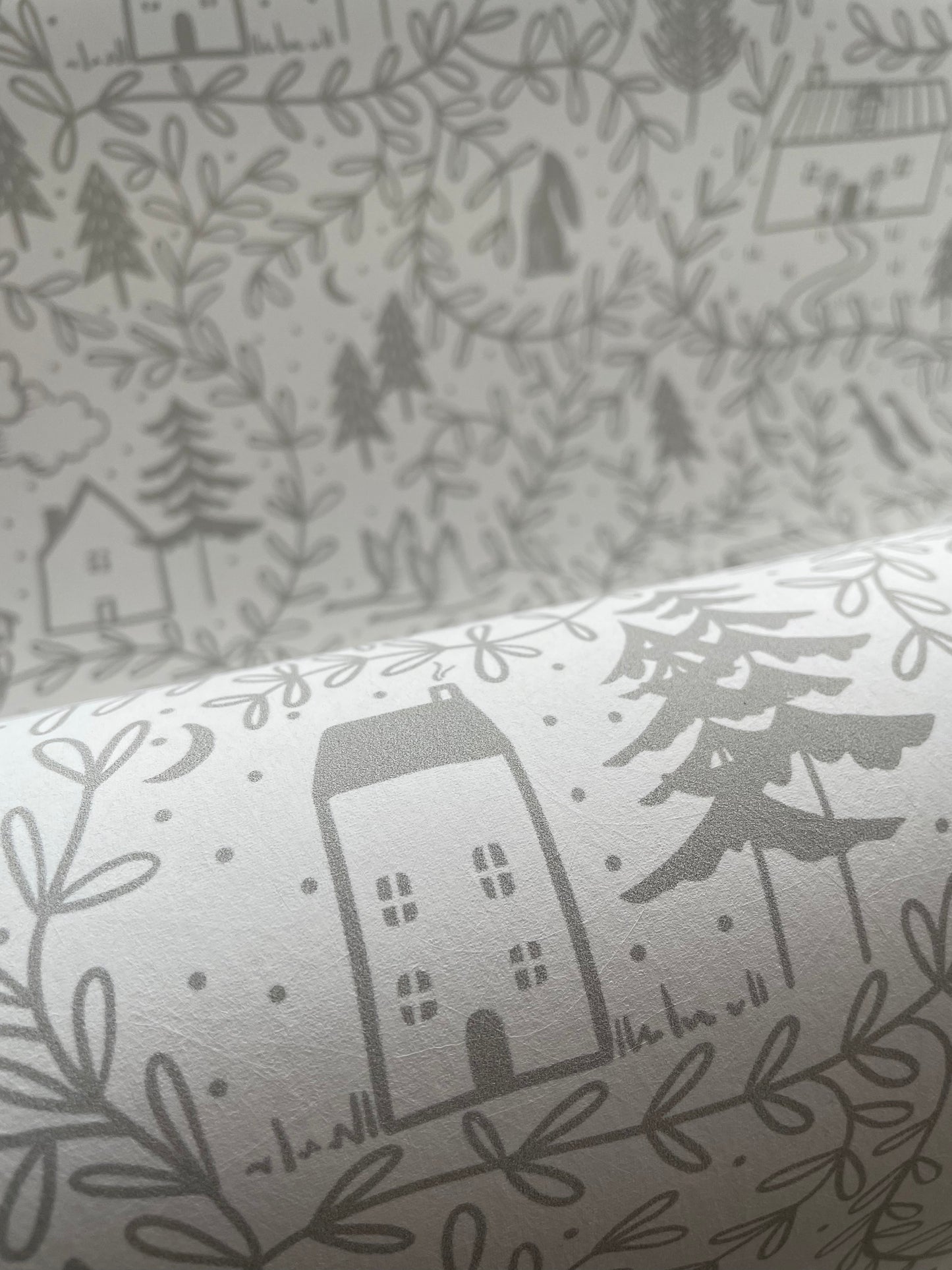 Cottages in the Woods Luxury Children's Wallpaper ~ Pebble