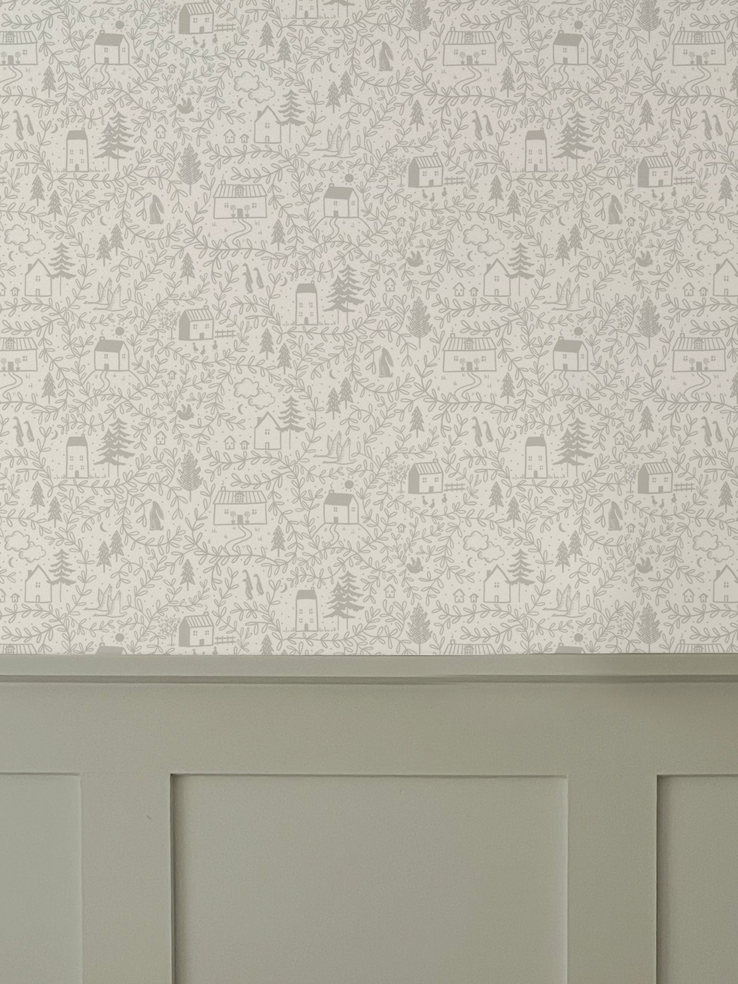 Cottages in the Woods Luxury Children's Wallpaper ~ Pebble