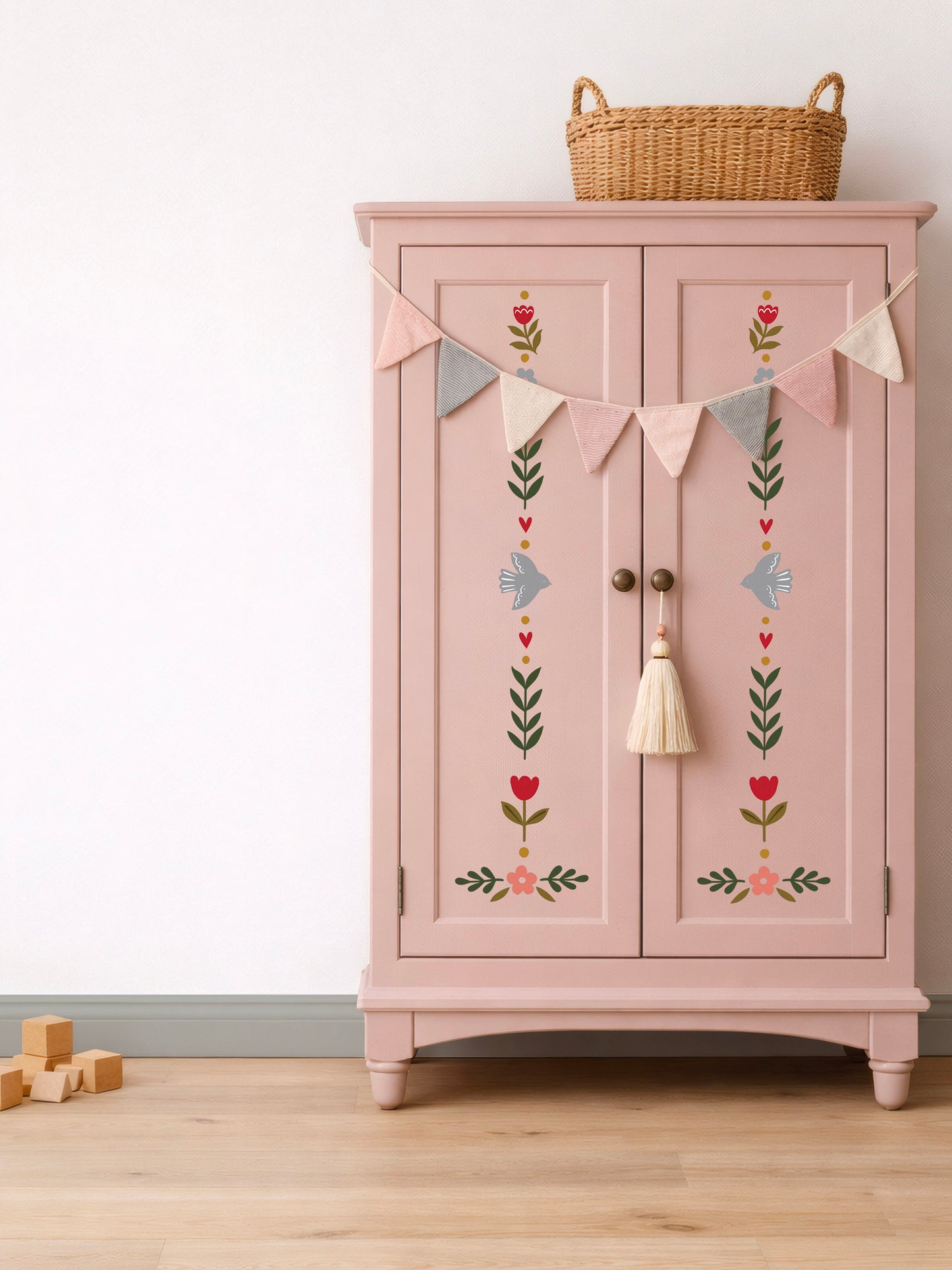 Folk Bird Fabric Wall Stickers