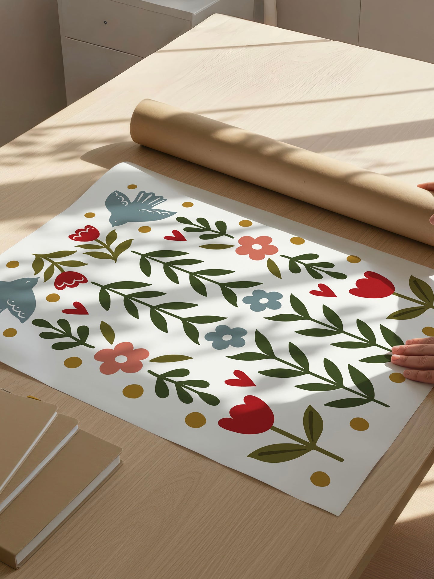 Folk Bird Wall Stickers - Eco-Friendly, Removable & Reusable Decals for Kids' Bedrooms, Playrooms & Nurseries