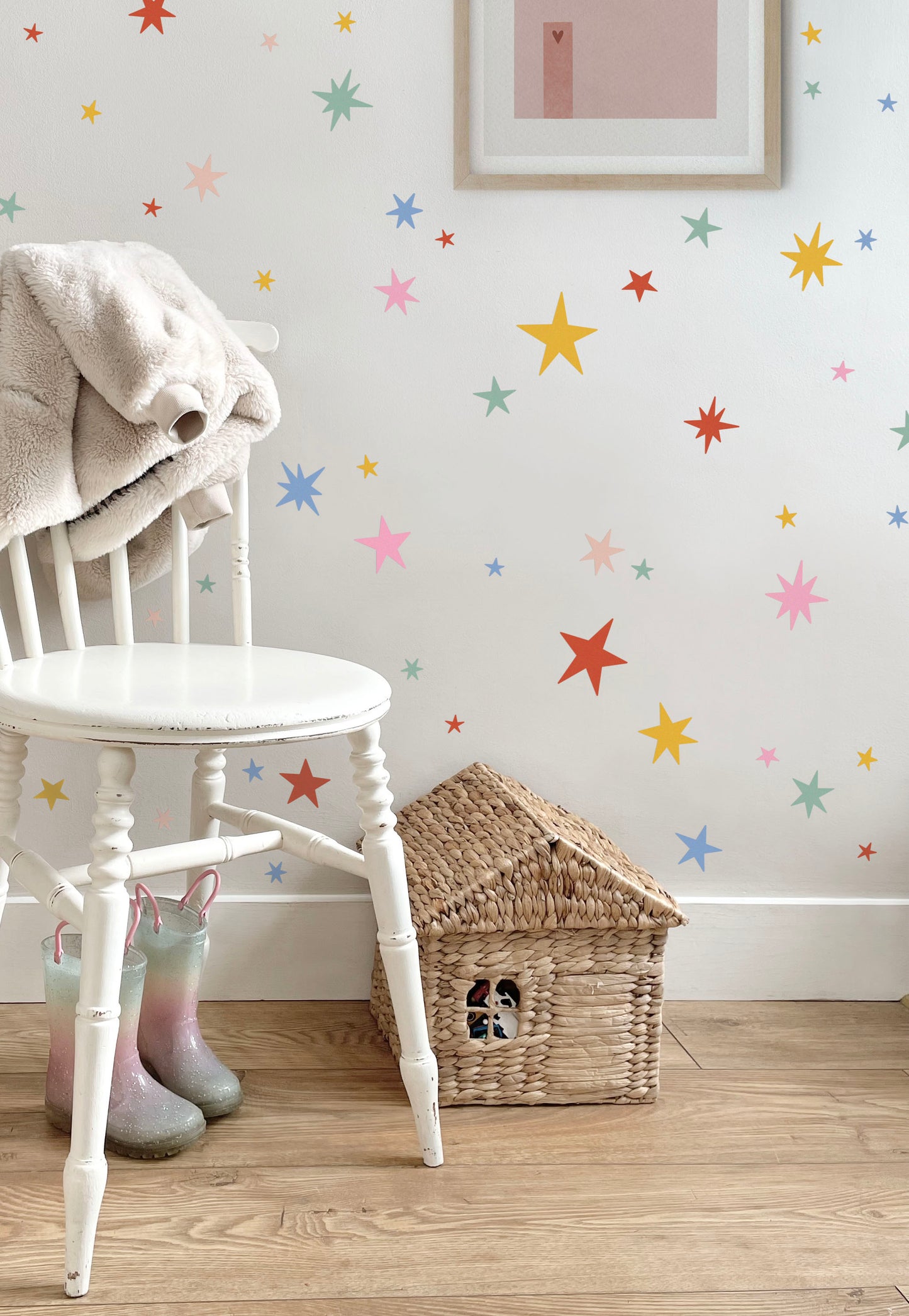 Star Wall Stickers – Summer Pastel Colourway | Eco-Friendly, Removable, Reusable Fabric Decals for Kids' Bedrooms & Nurseries
