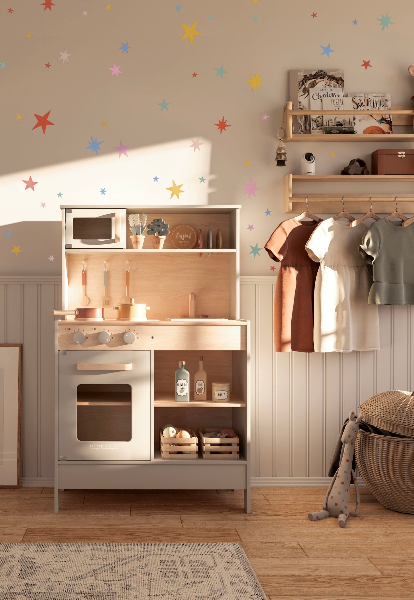 Star Wall Stickers – Summer Pastel Colourway | Eco-Friendly, Removable, Reusable Fabric Decals for Kids' Bedrooms & Nurseries