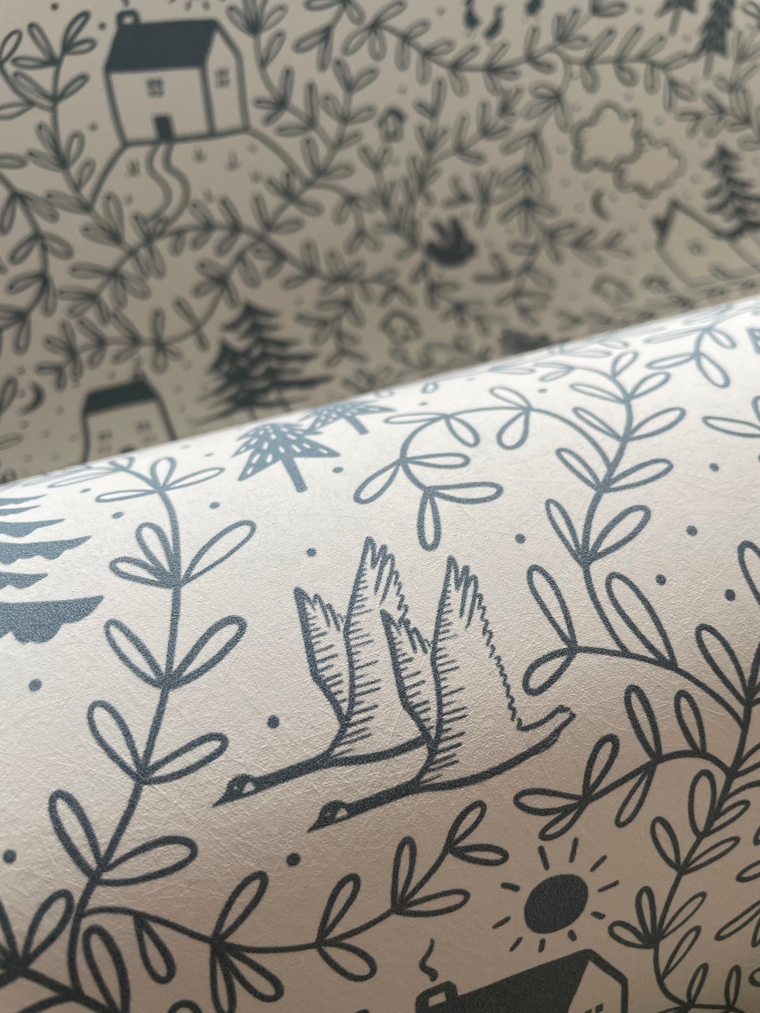 Cottages in the Woods Wallpaper Flying Geese and Country Cottages