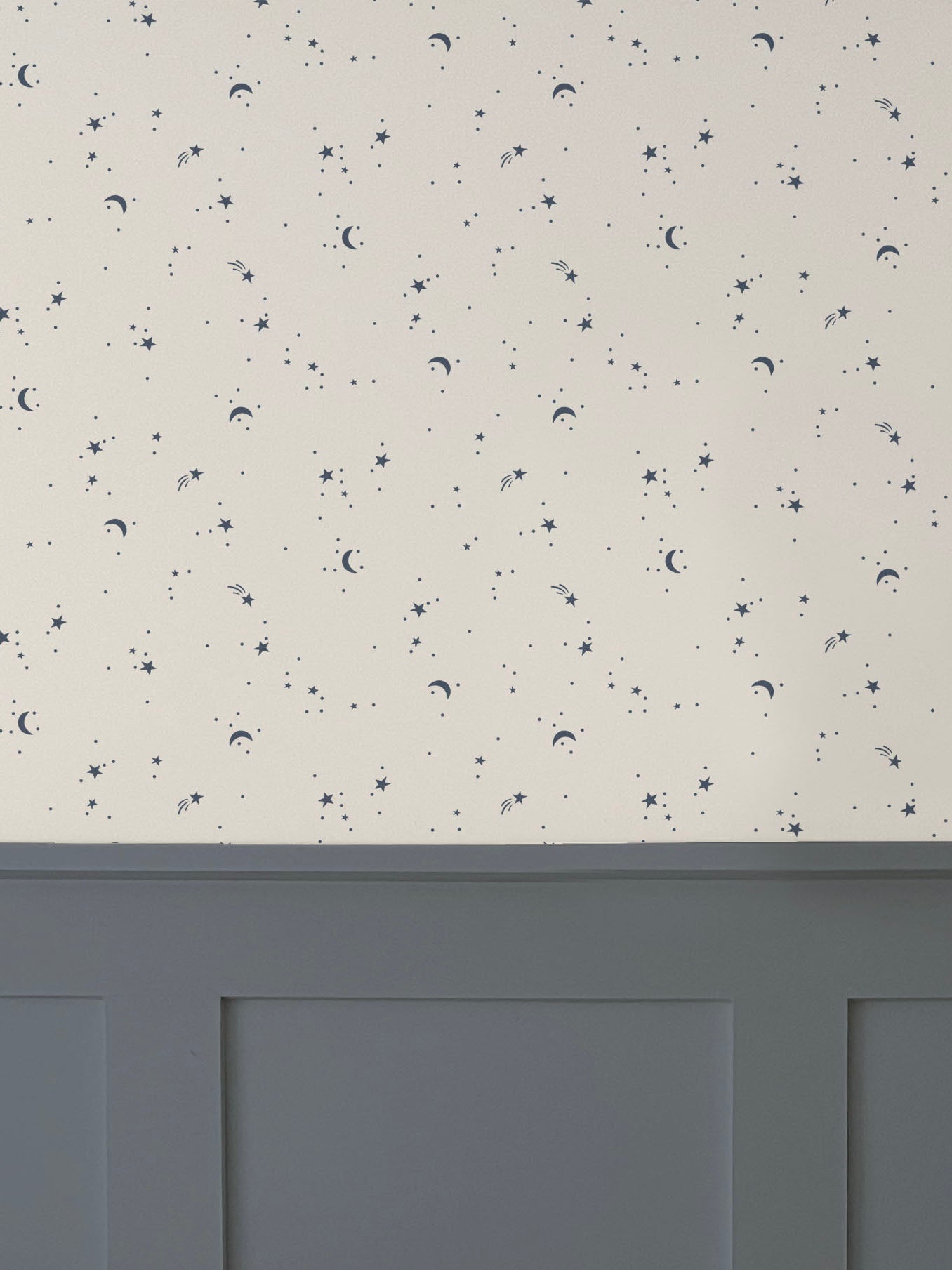 Moons & Stars Luxury Children's Wallpaper ~ Navy