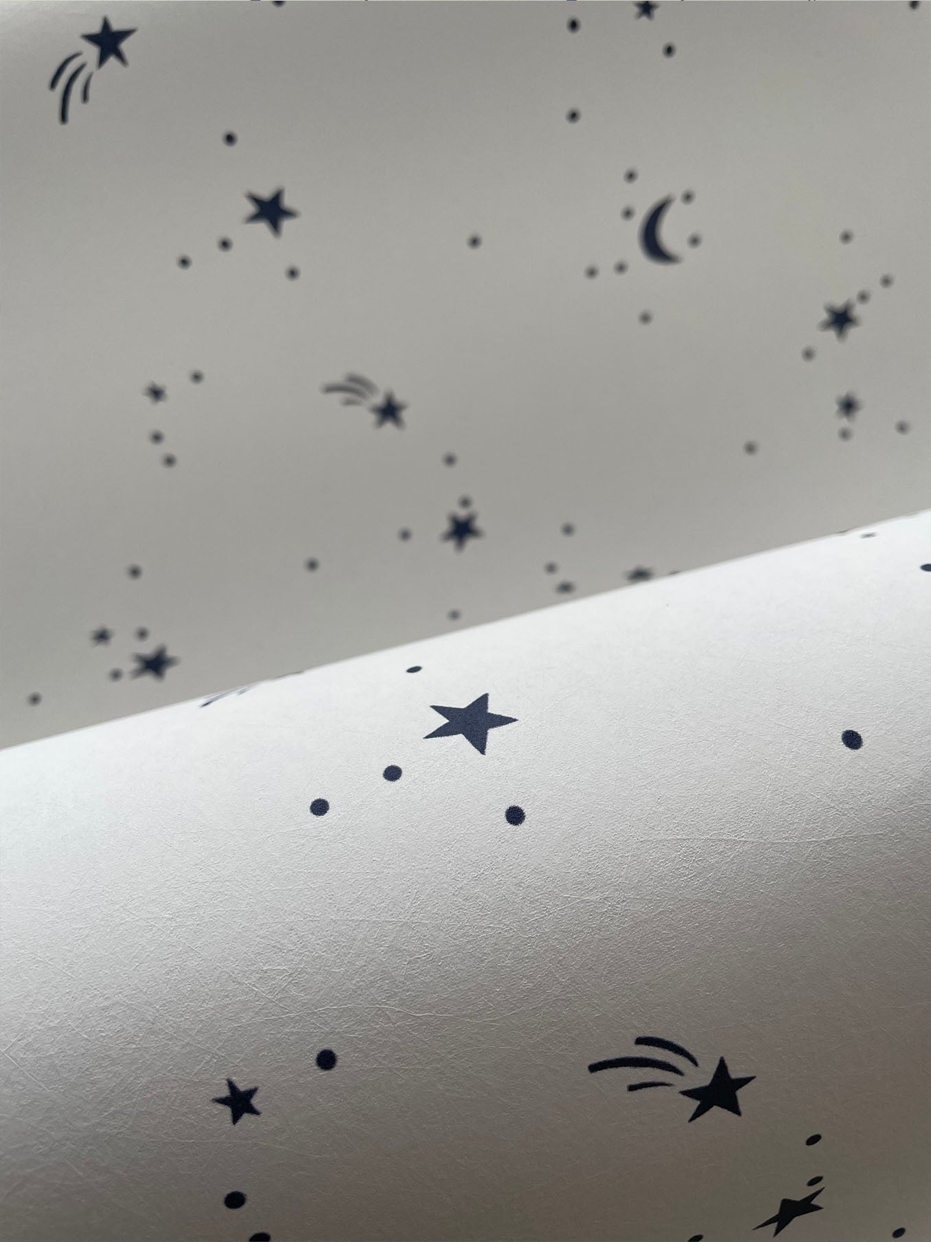 Moons & Stars Luxury Children's Wallpaper ~ Navy