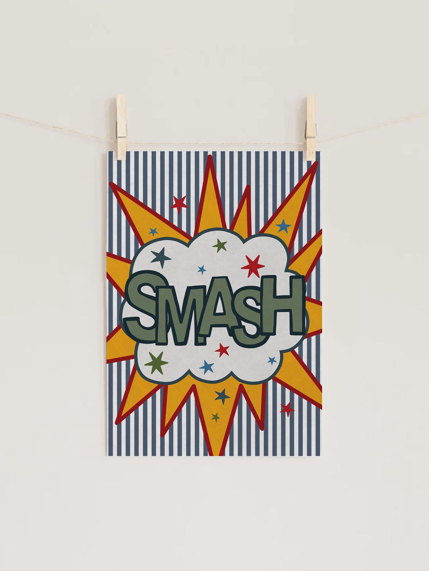 SMASH Retro Comic Kids Nursery Wall Art Print