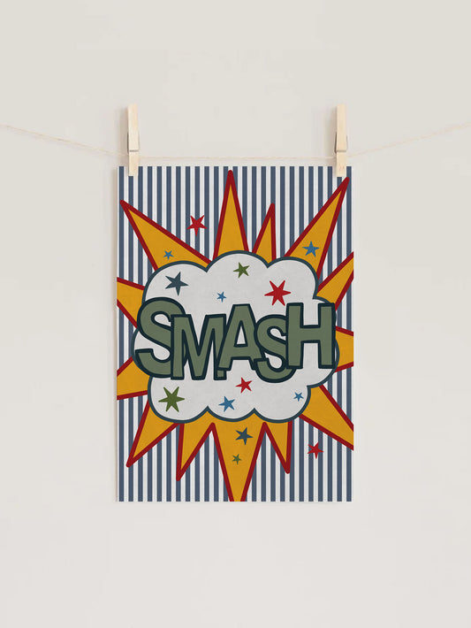 SMASH Retro Comic Kids Nursery Wall Art Print