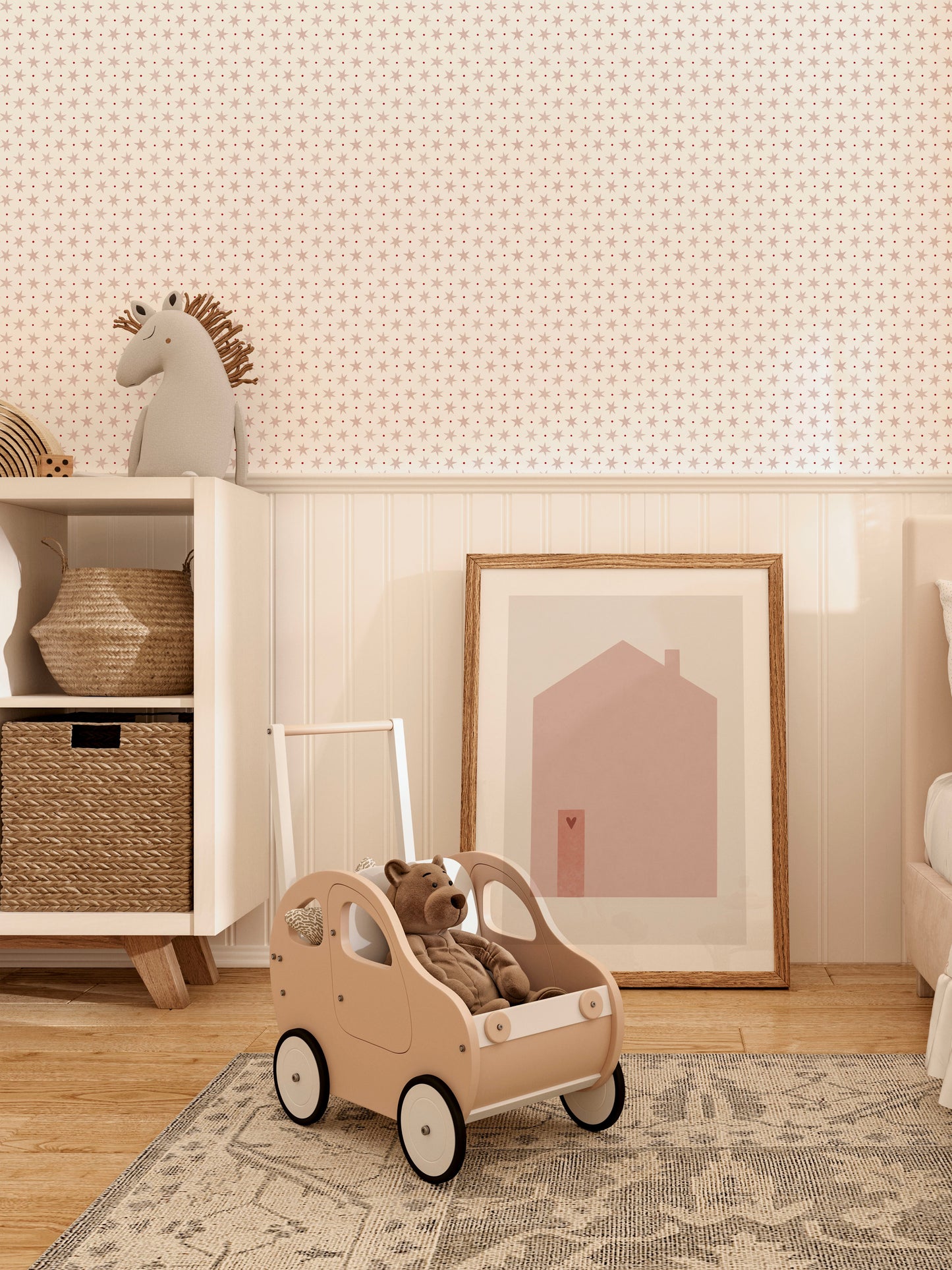 Stars & Spots Luxury Wallpaper for Kids ~ Blush