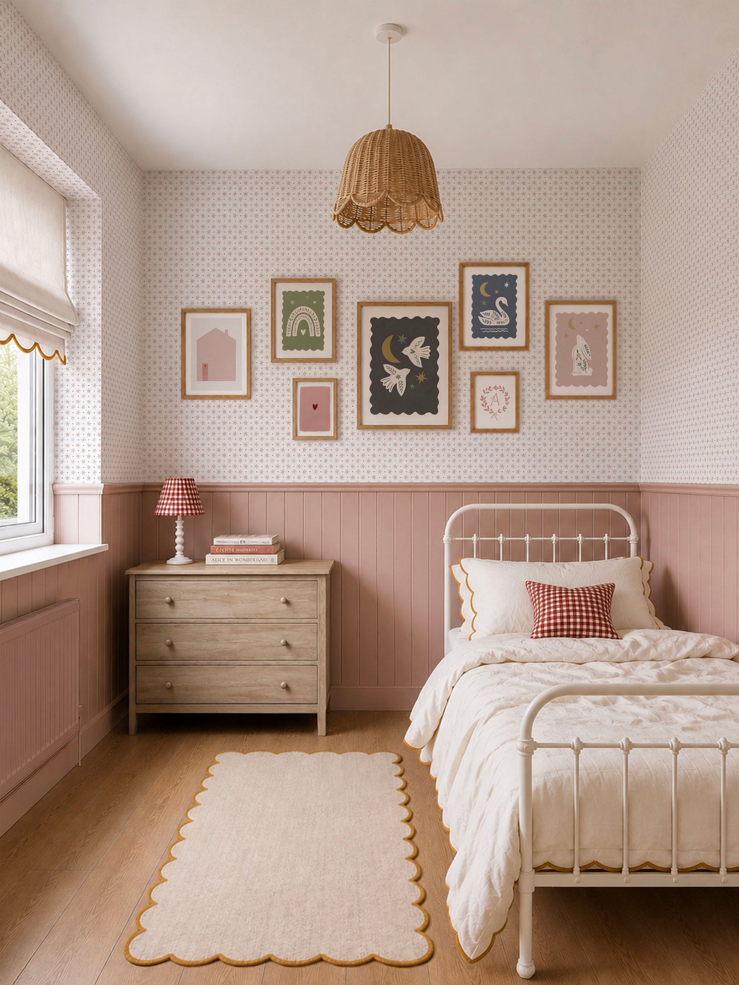 Stars & Spots Luxury Wallpaper for Kids ~ Blush