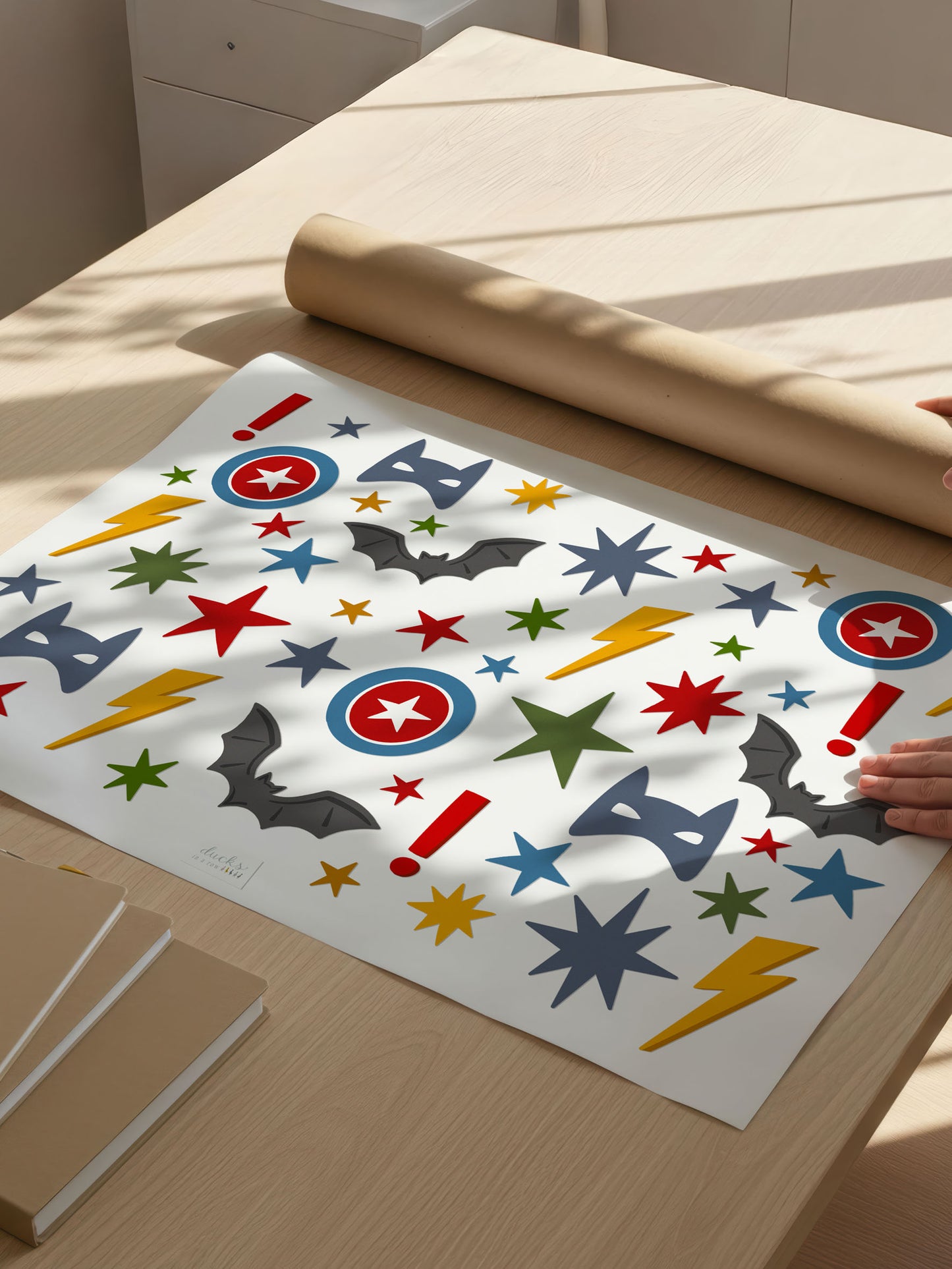 Superhero Fabric Wall Stickers – Eco-Friendly, Removable & Reusable Decals for Kids' Bedrooms, Playrooms & Nurseries