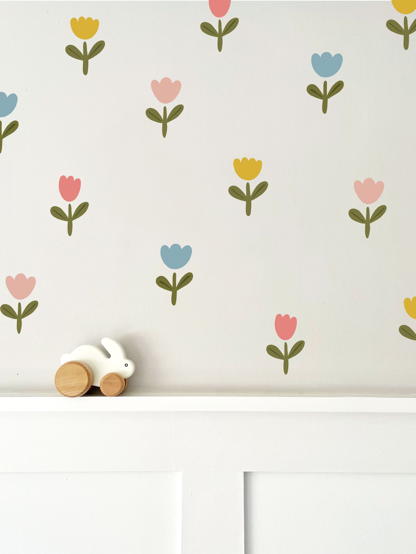 Tulip Flower Fabric Wall Stickers ~ Blue