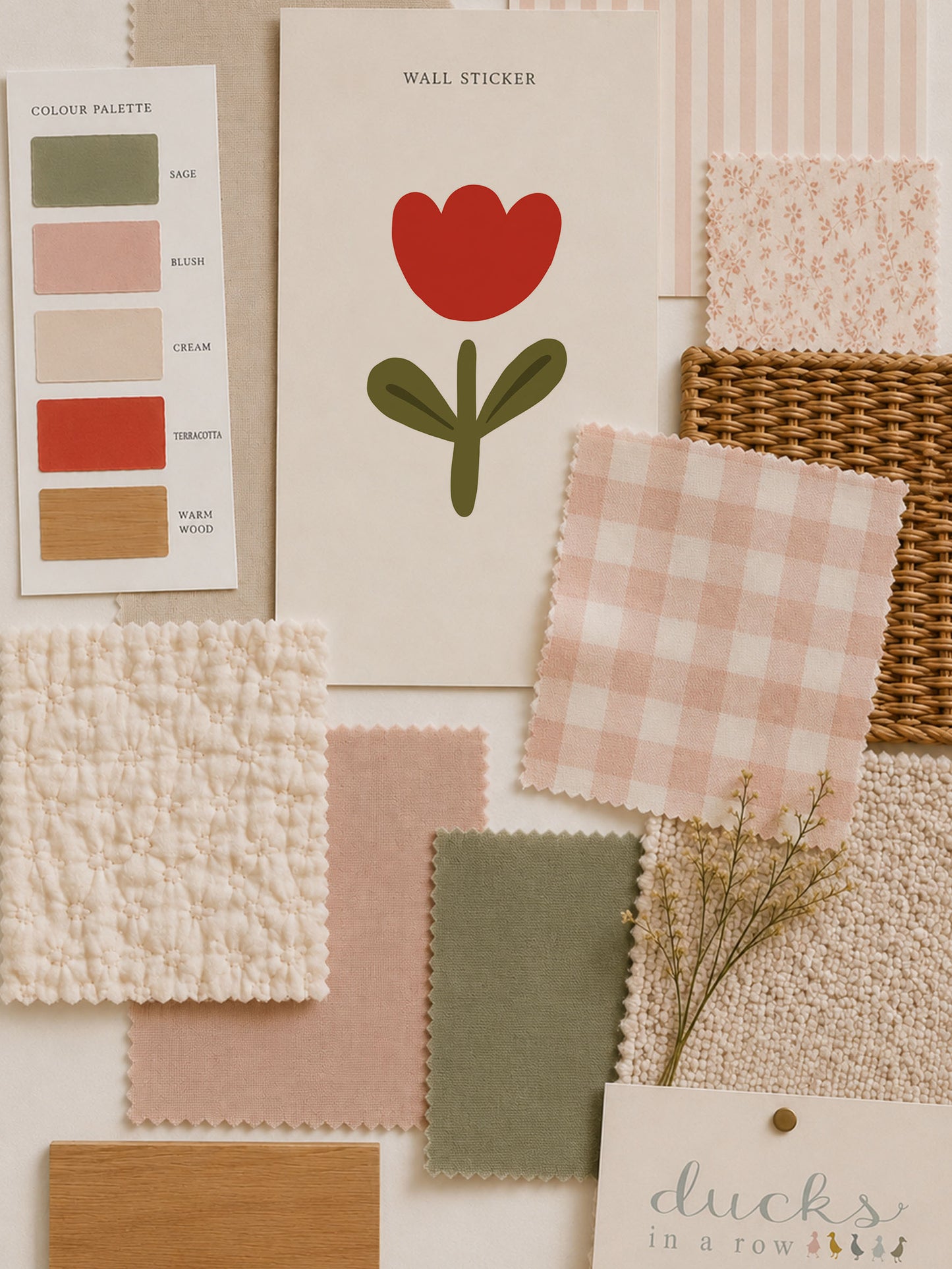 Tulip Flower Fabric Wall Stickers ~ Red