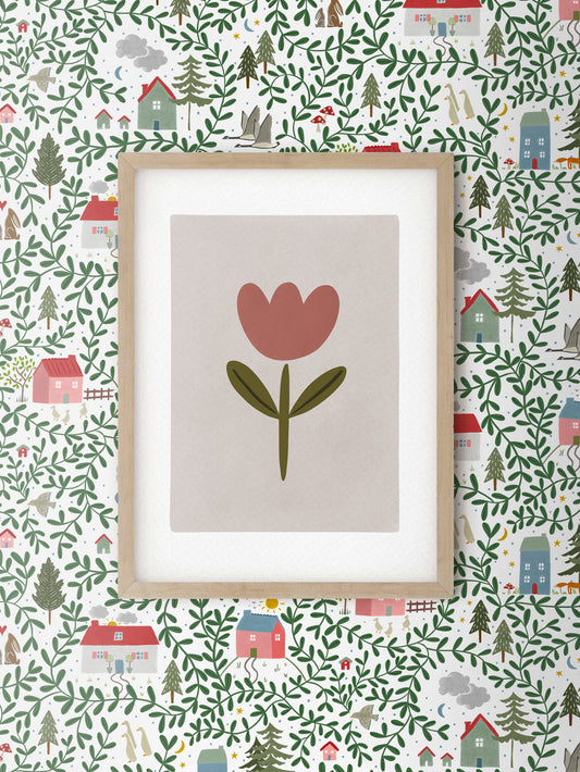 Tulip Flower Children's Nursery Wall Art Print