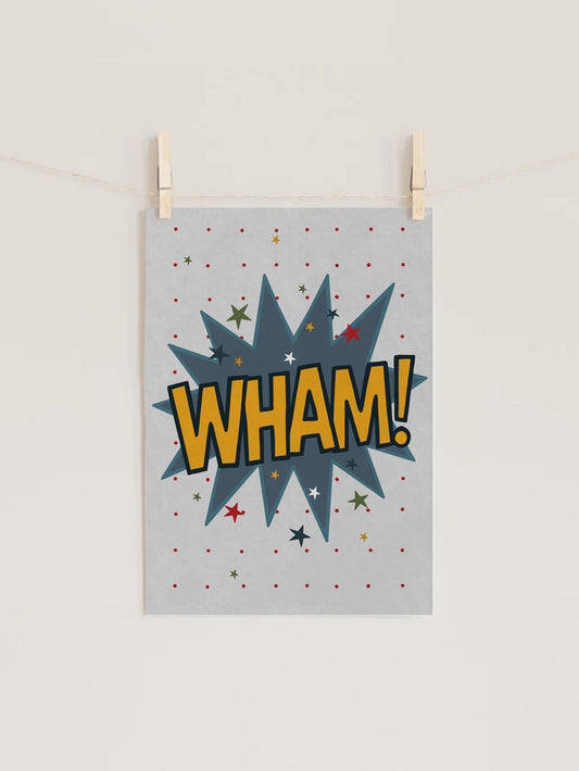 WHAM Retro Comic Kids Nursery Wall Art Print