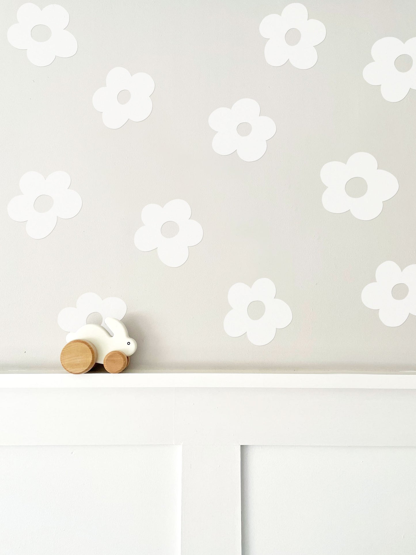 White Flower Wall Stickers | Eco-Friendly, Removable, Reusable, Fabric Wall Stickers