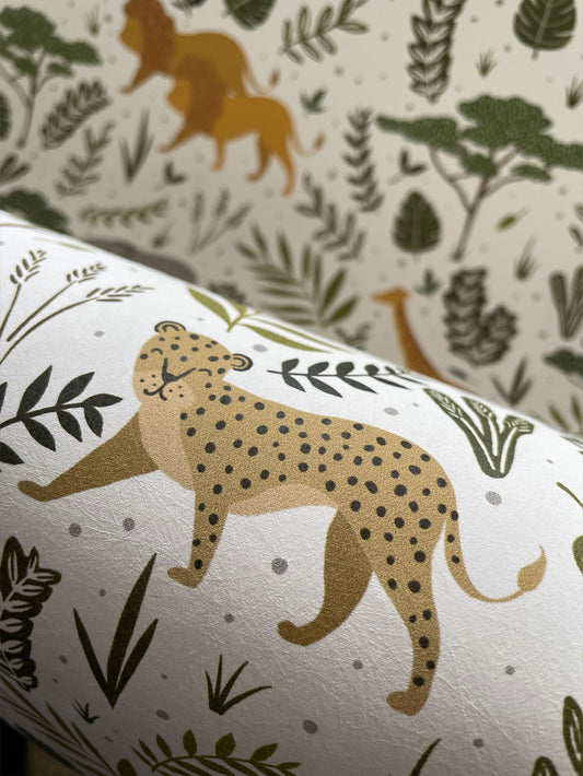 Wild Safari Luxury Children's Wallpaper ~ Multi