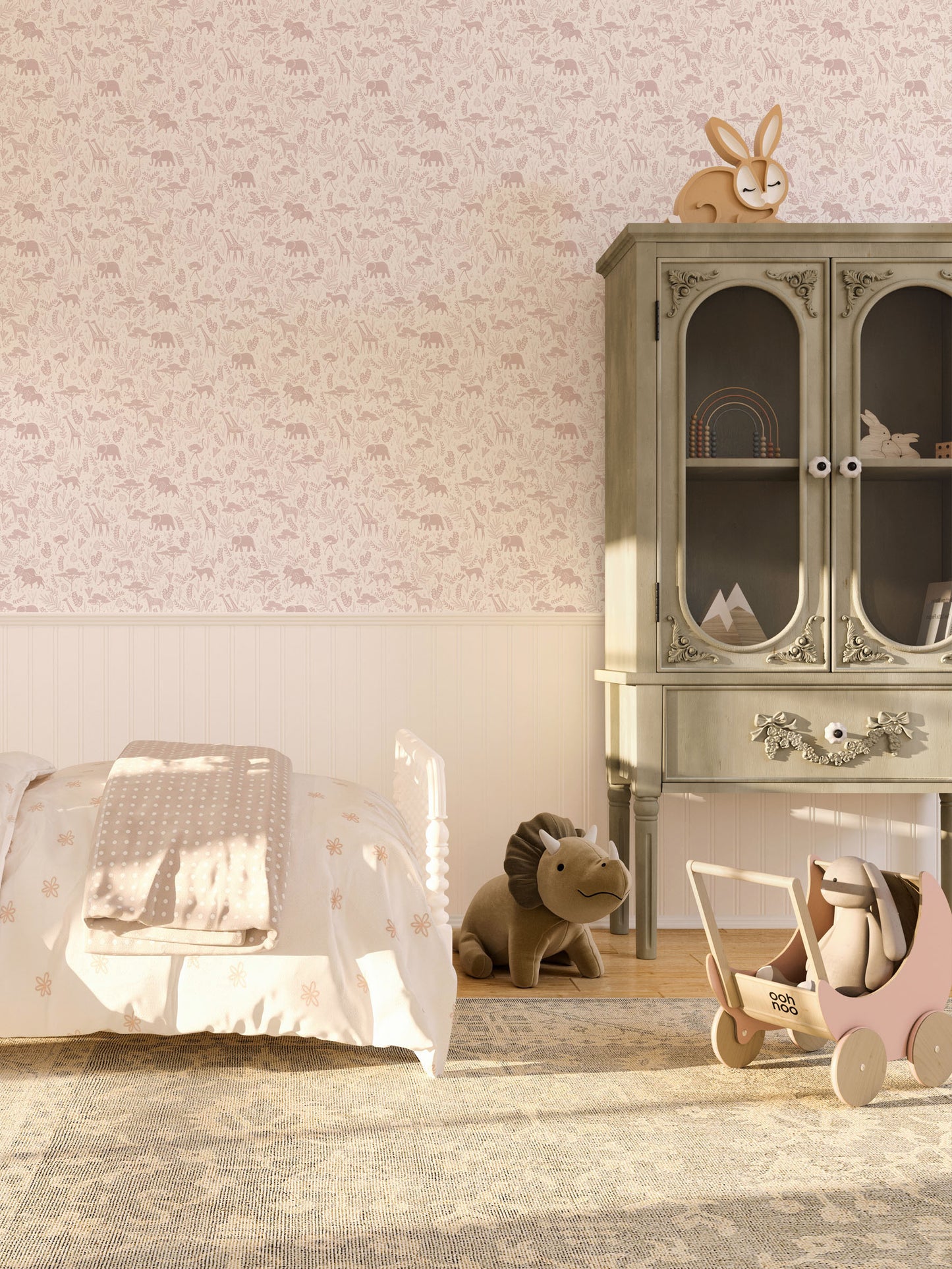 Wild Safari Luxury Children's Wallpaper ~ Pink