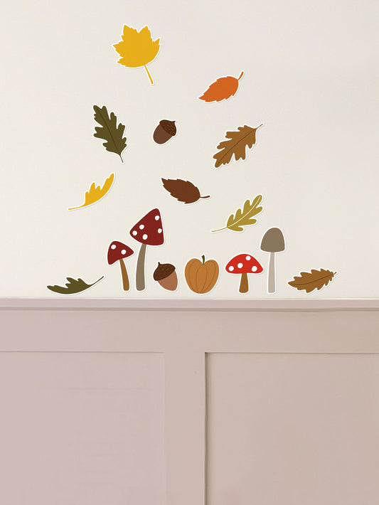 Autumnal Wall Stickers – Eco-Friendly, Removable & Reusable Fabric Decals for Fall Decor