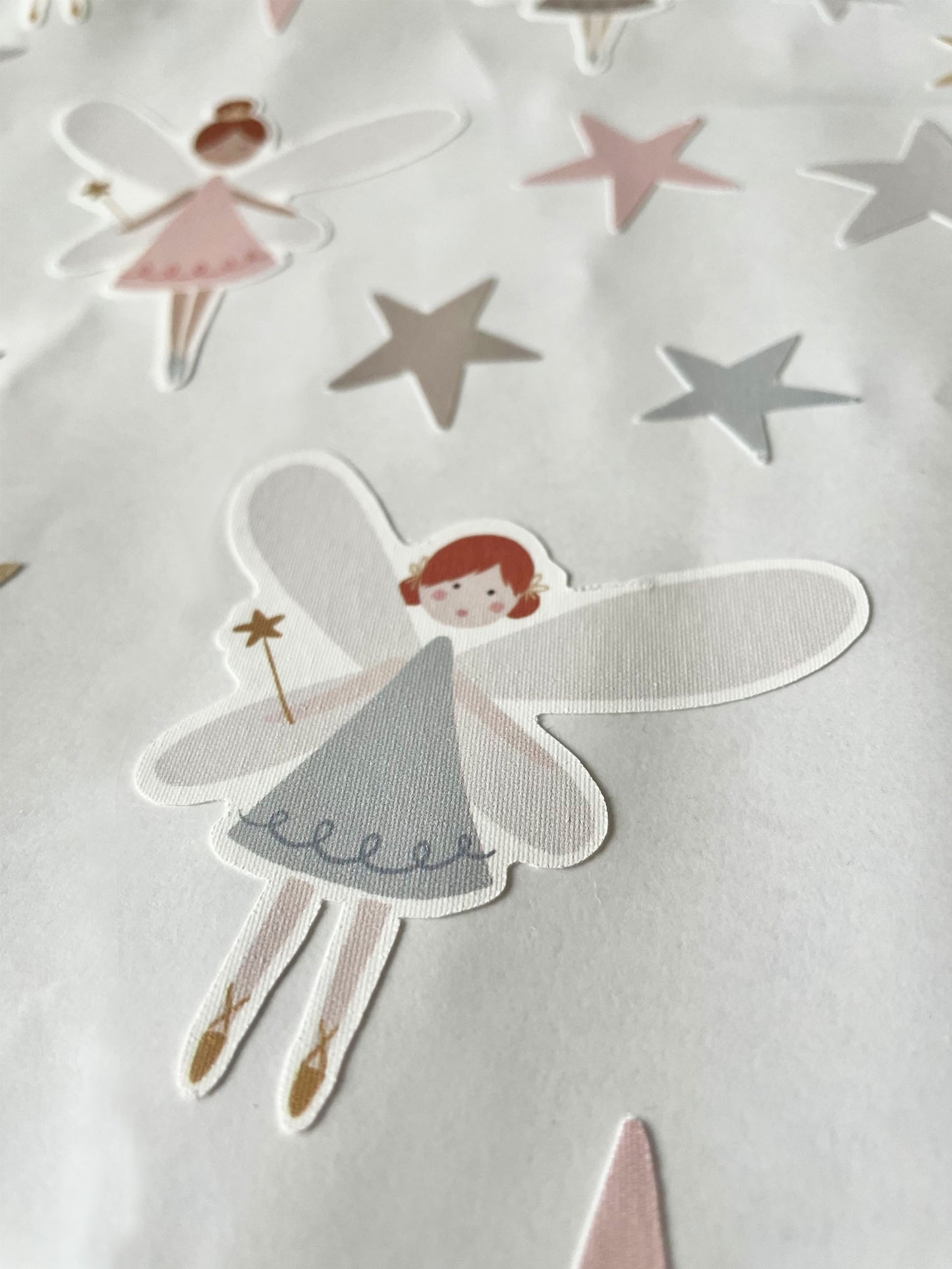 Fairy and Stars Kids Scandi Fabric Wall Stickers 