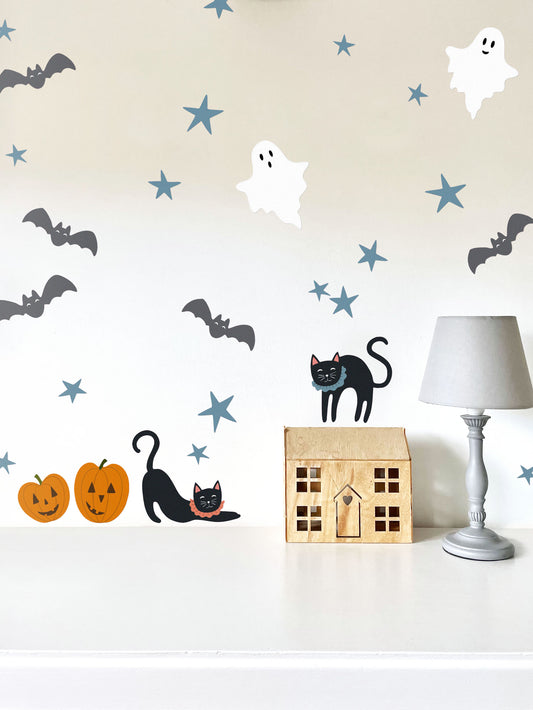 Halloween Wall Stickers – Eco-Friendly, Removable & Reusable Fabric Decals for Spooky Decor