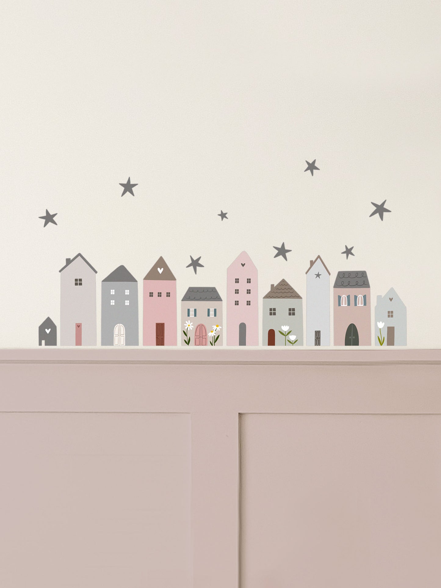 Little Village House Wall Stickers | Eco-Friendly, Removable, Reusable, Fabric Wall Stickers