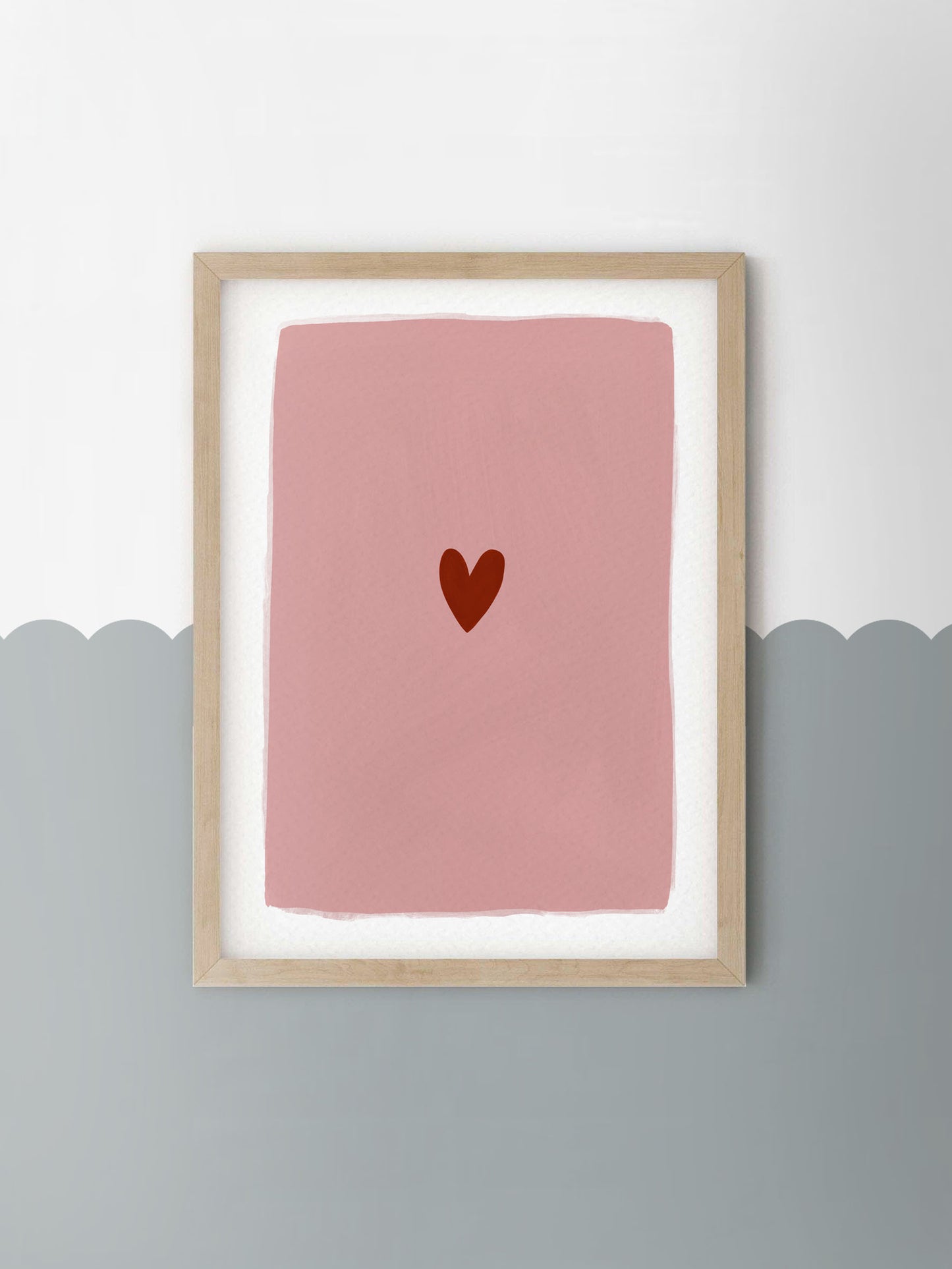 Pink & Red Heart Children's Nursery Wall Print