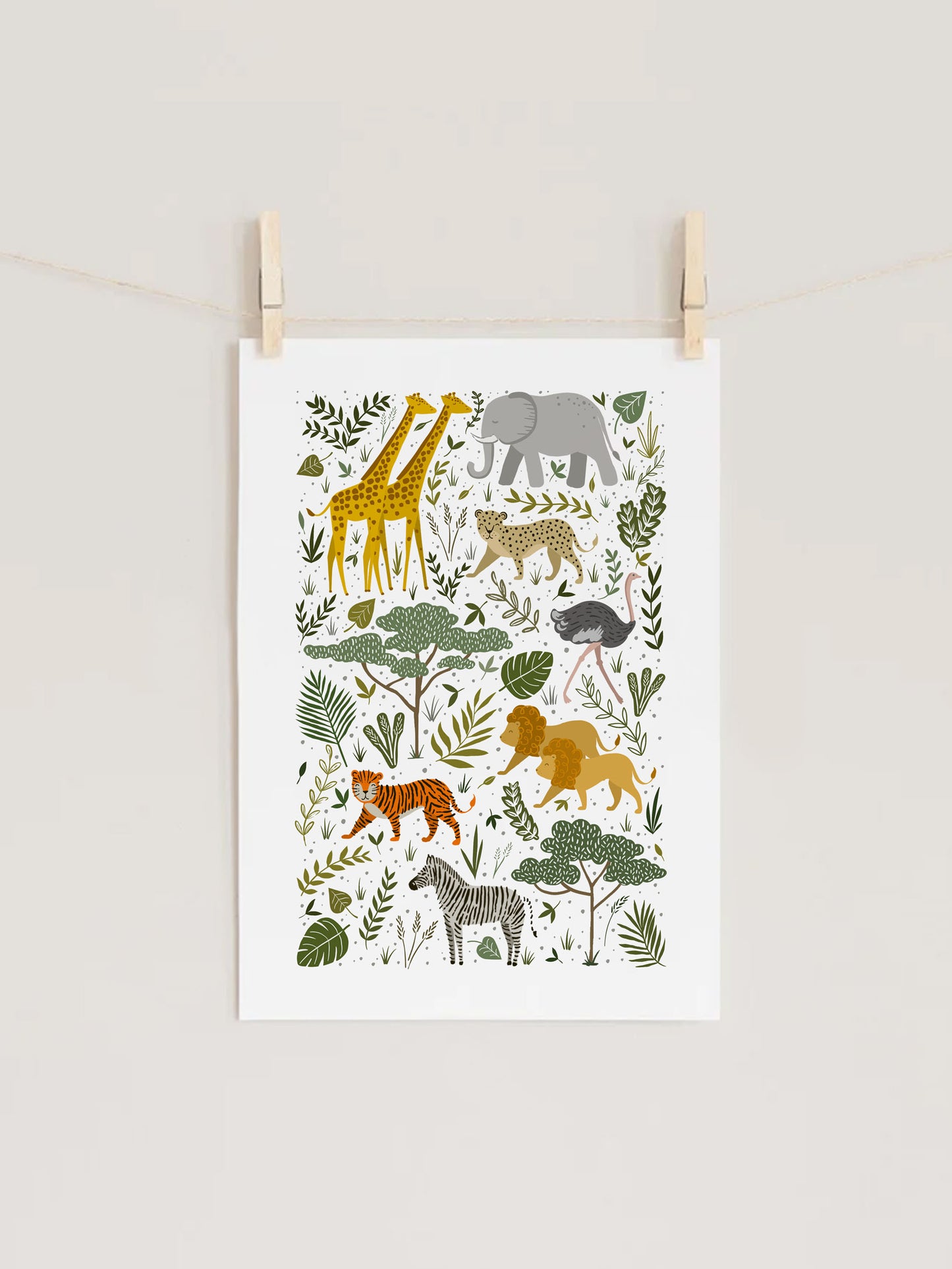 Safari Animal Children's Nursery Wall Print