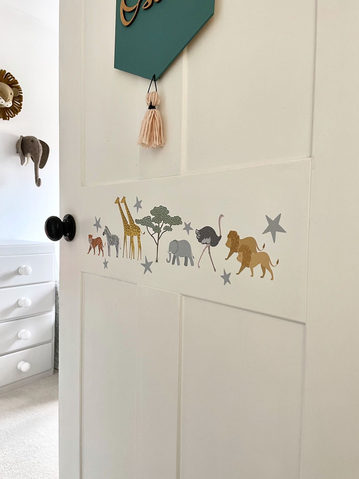 Safari Animal Wall Stickers | Eco-Friendly, Removable, Reusable, Fabric Wall Stickers