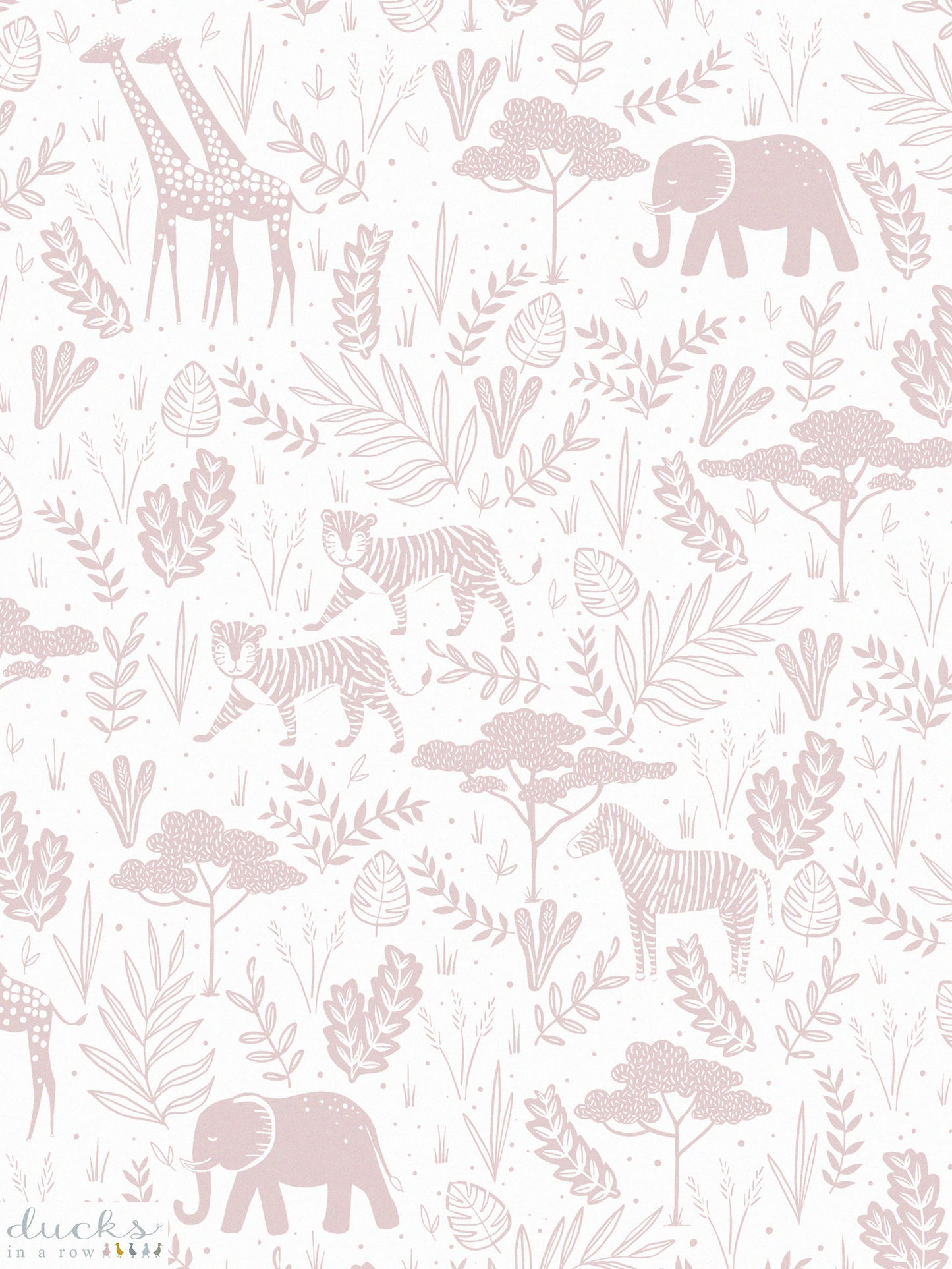 Wild Safari Luxury Children's Wallpaper ~ Pink