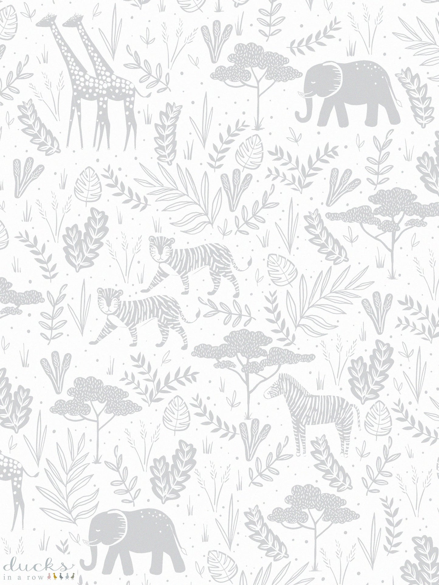 Wild Safari Luxury Children's Wallpaper ~ Grey